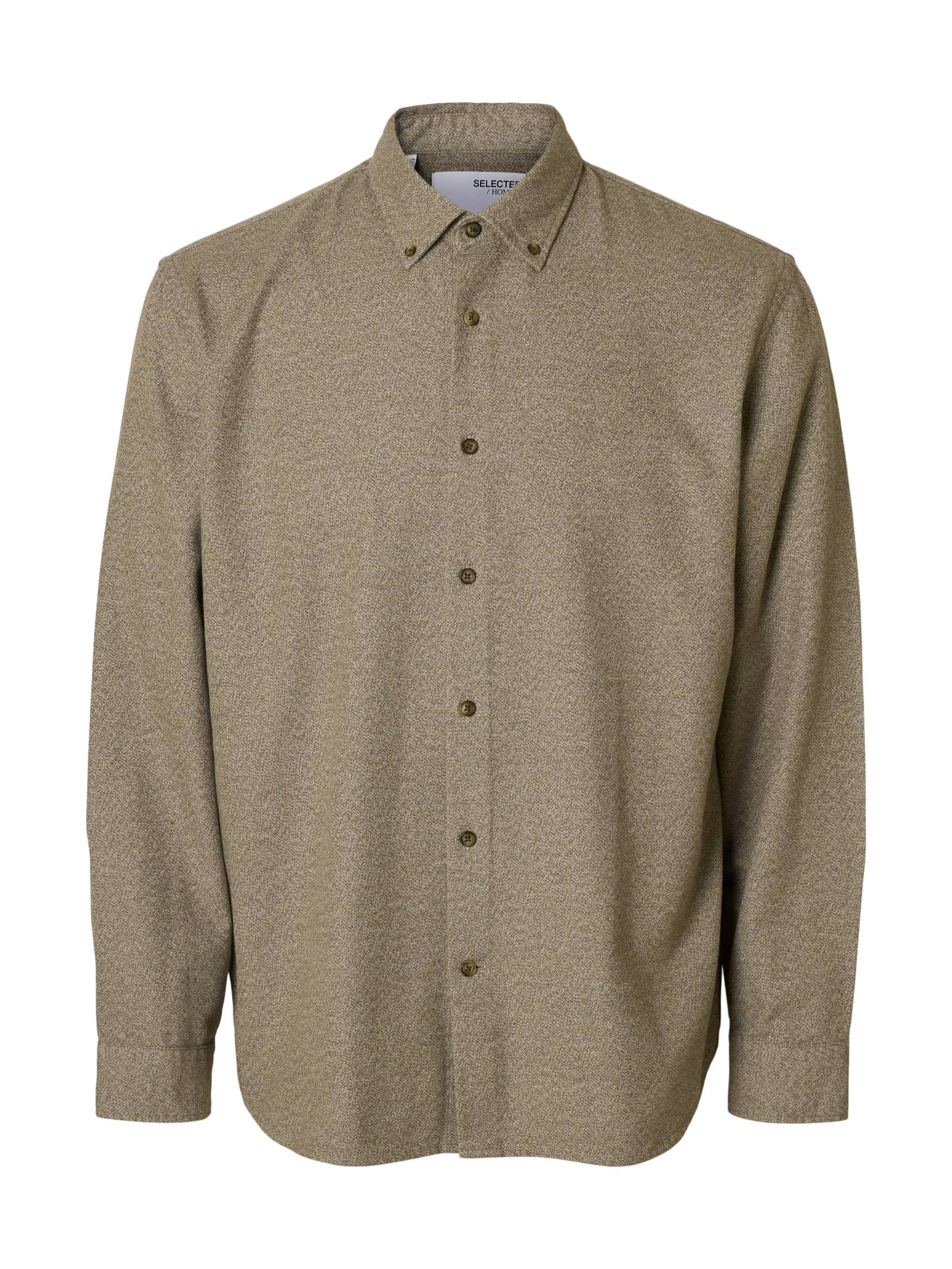 SELECTED MEN - SLHREGNOAH MIX BDWN LS SHIRT CAMP oatmeal - Gr. - XL von SELECTED MEN