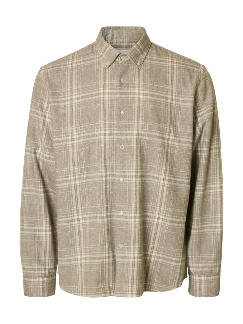 SELECTED MEN - SLHREGNOAH MIX BDWN LS SHIRT CAMP white asparagus - Gr. - M von SELECTED MEN