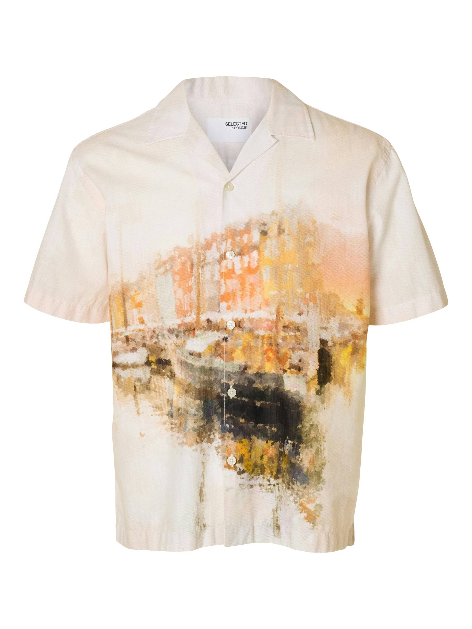 SELECTED MEN - SLHRLXCARL AOP SS SHIRT apricot - Gr. - XL von SELECTED MEN