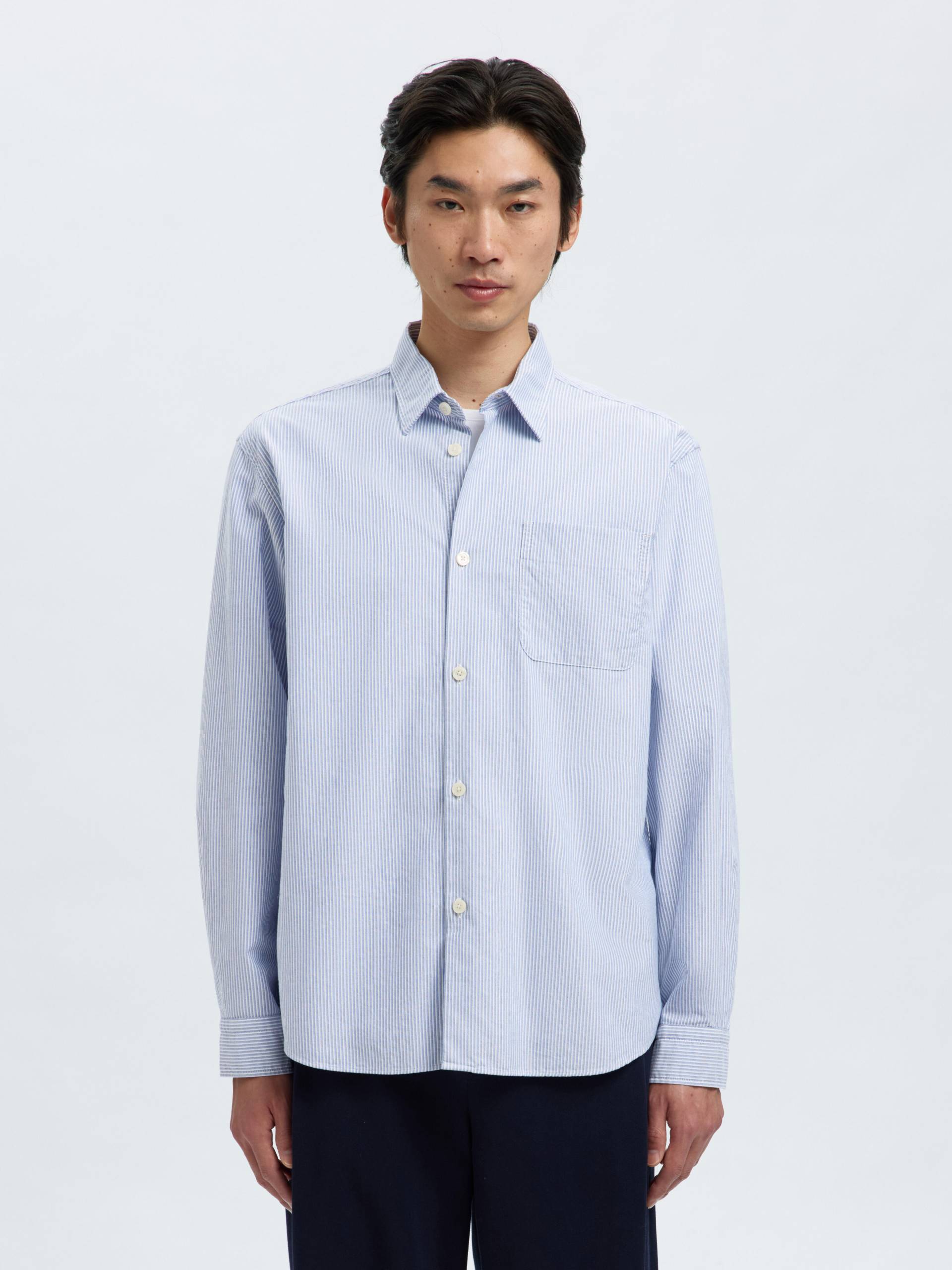 SELECTED MEN - SLHRLXJIM OX STRIPE LS SHIRT white - Gr. - XXL von SELECTED MEN