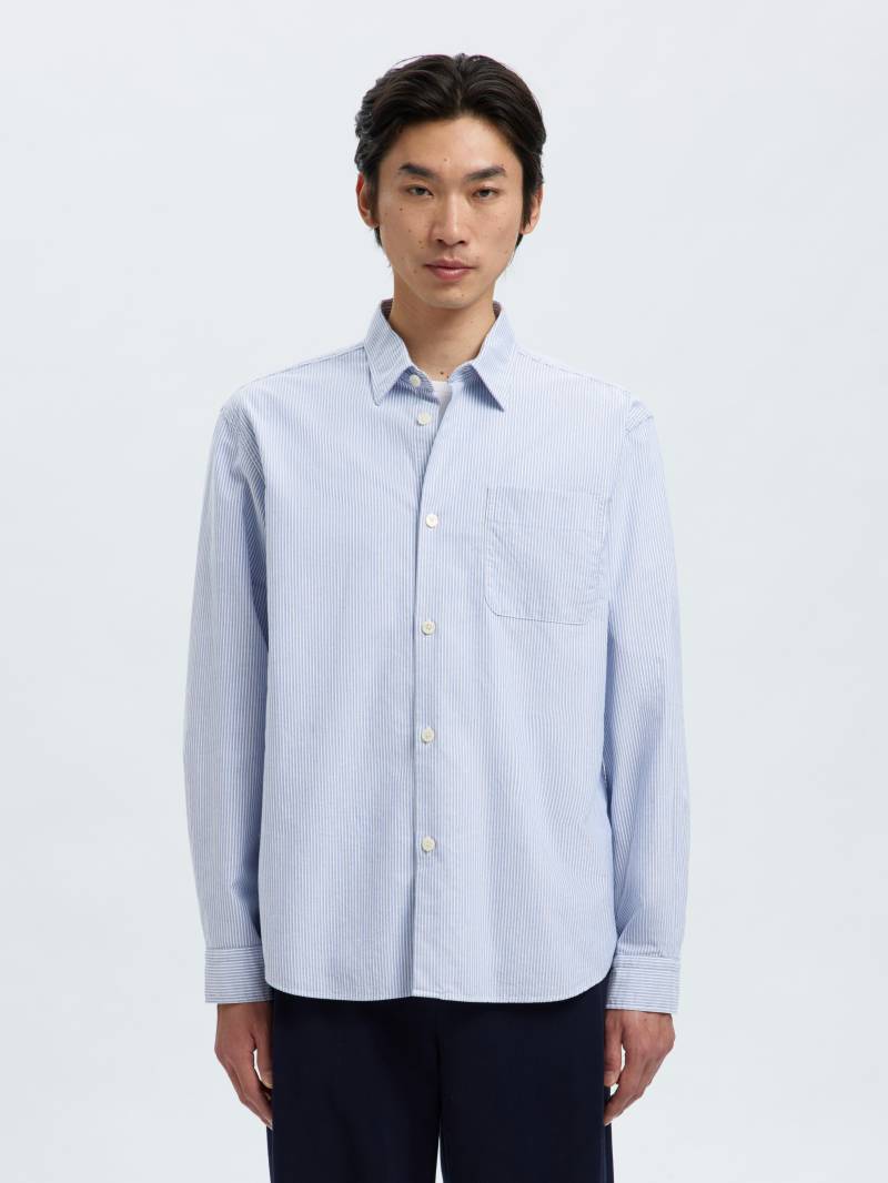 SELECTED MEN - SLHRLXJIM OX STRIPE LS SHIRT white - Gr. - XXL von SELECTED MEN