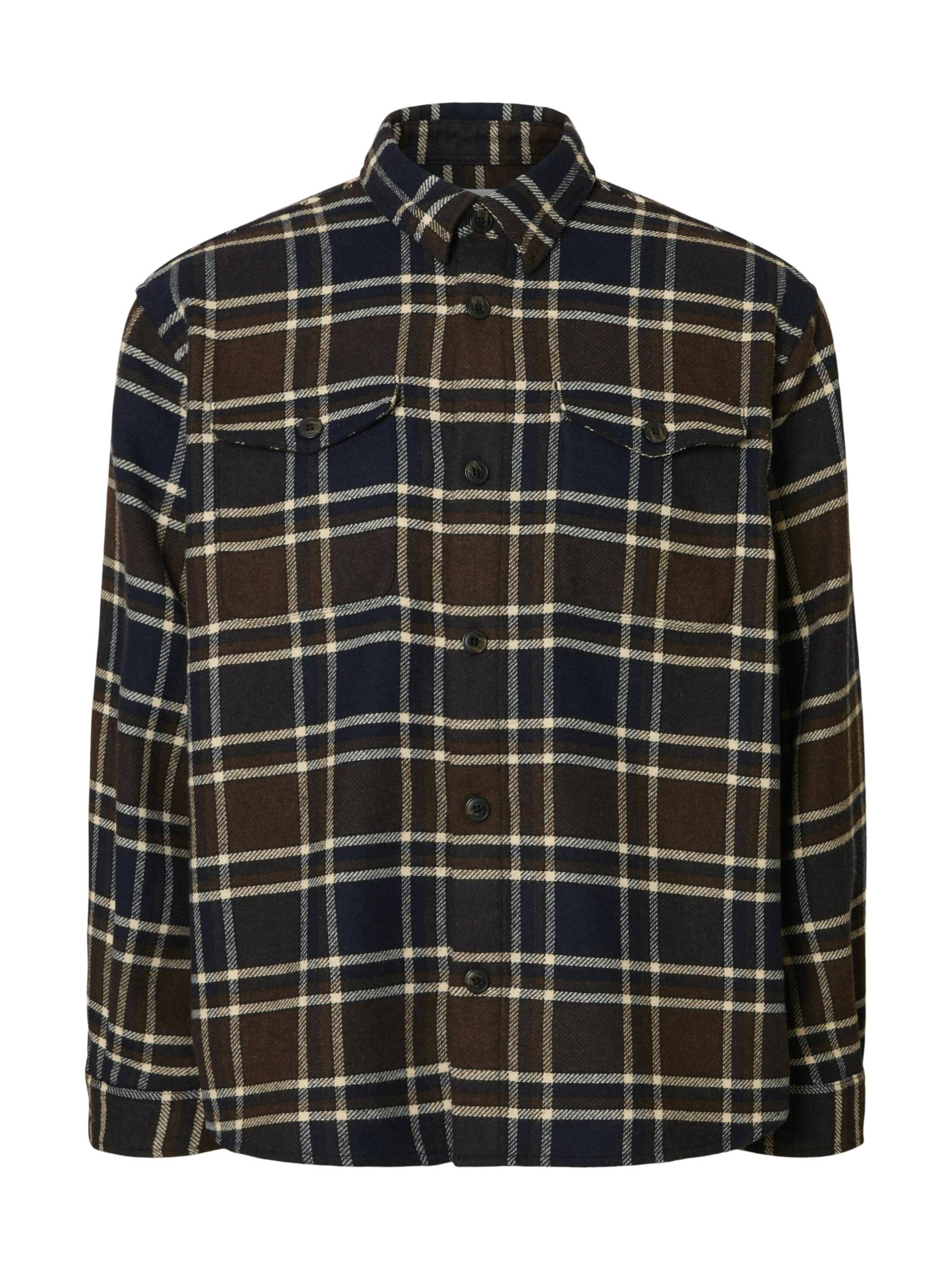 SELECTED MEN - SLHRLXPABLO WOOL BLEND OVERSHIRT dark brown melange - Gr. - M von SELECTED MEN