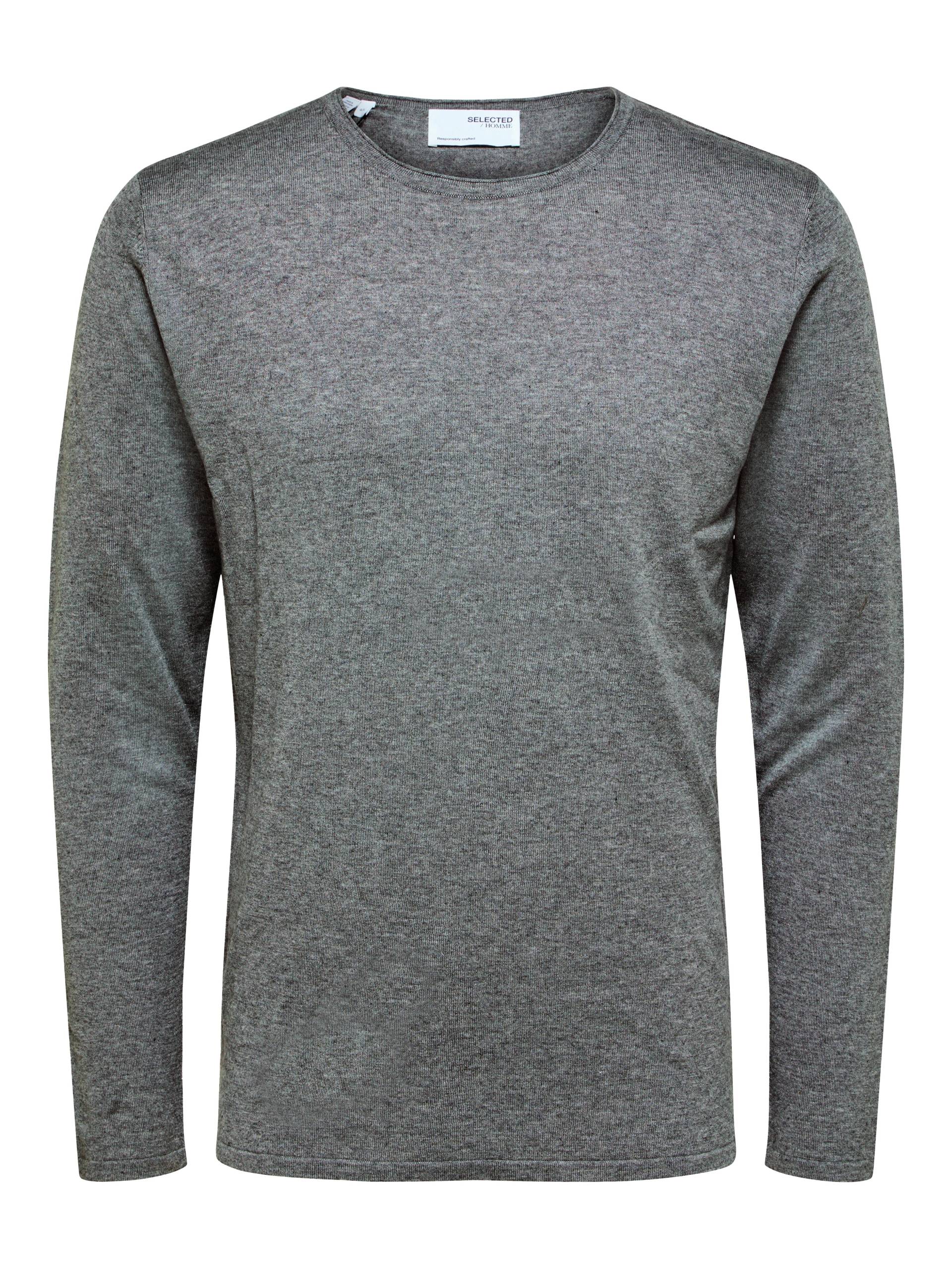 SELECTED MEN - SLHROME LS KNIT CREW NECK NOOS titanium - Gr. - S von SELECTED MEN