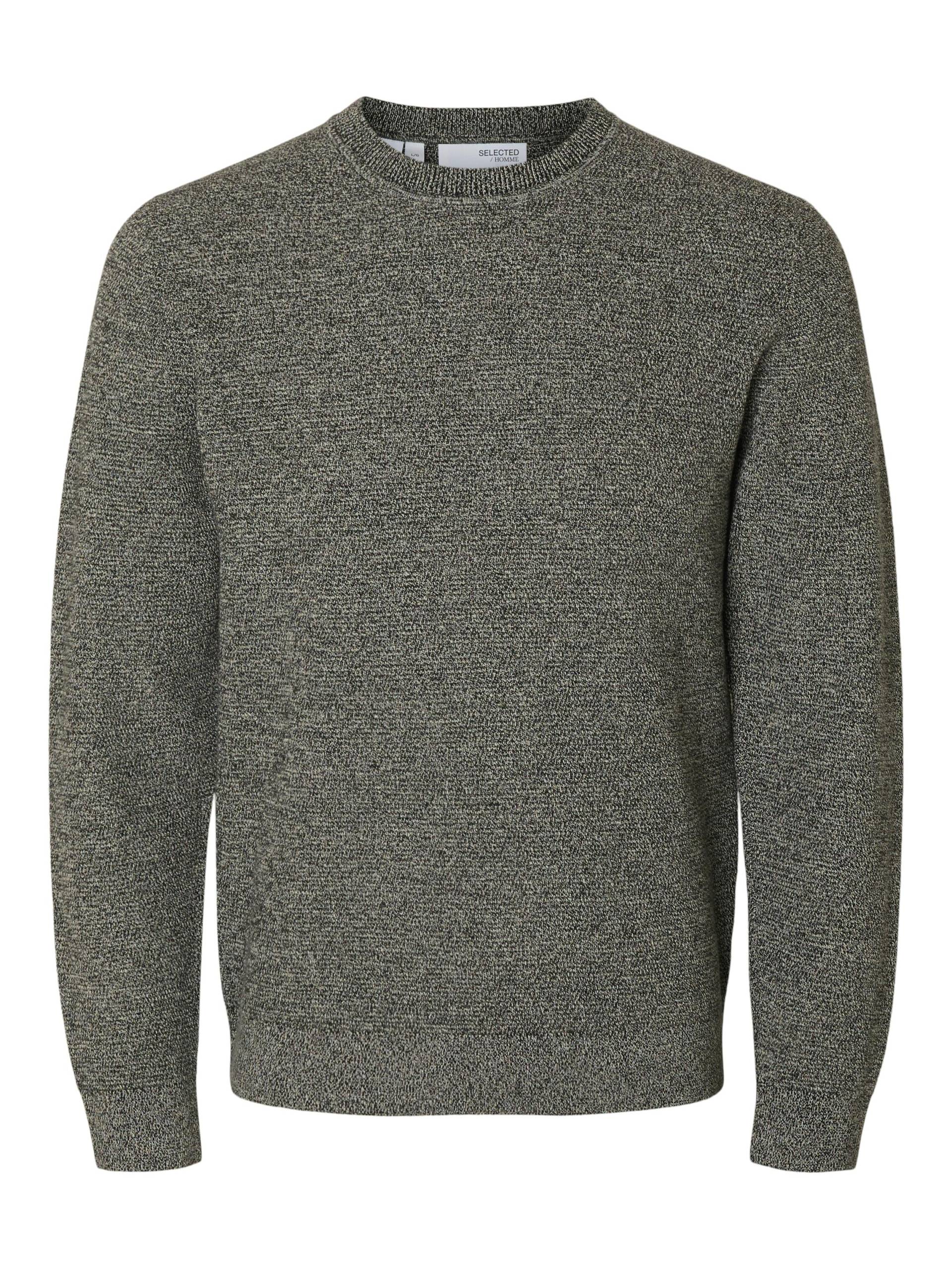 SELECTED MEN - SLHROSS LS KNIT STRUCTURE CREW NECK NOOS black - Gr. - M von SELECTED MEN