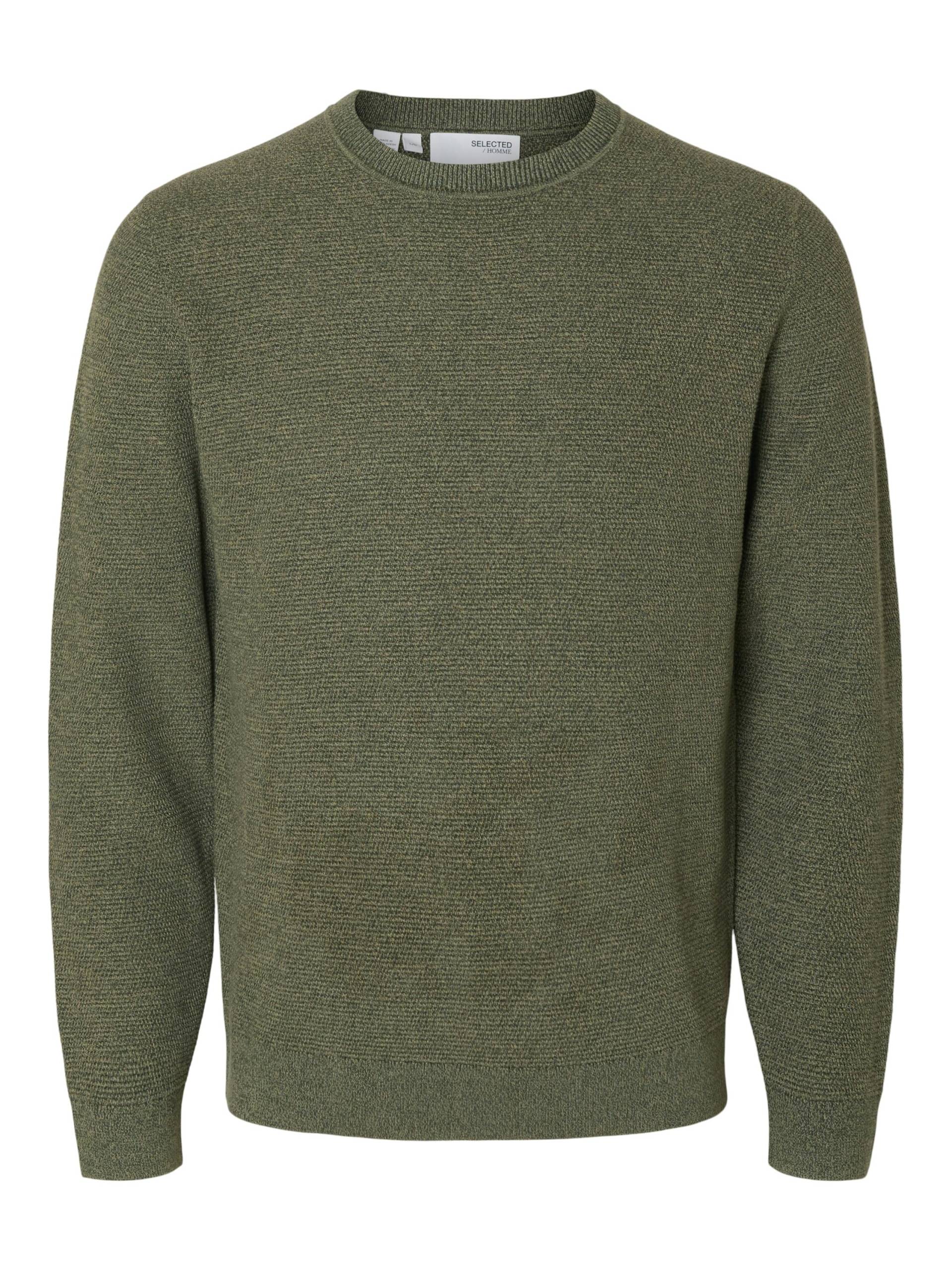 SELECTED MEN - SLHROSS LS KNIT STRUCTURE CREW NECK NOOS deep forest - Gr. - XXL von SELECTED MEN
