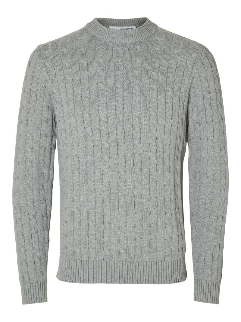 SELECTED MEN - SLHRYAN STRUCTURE CREW NECK medium grey melange - Gr. - S von SELECTED MEN