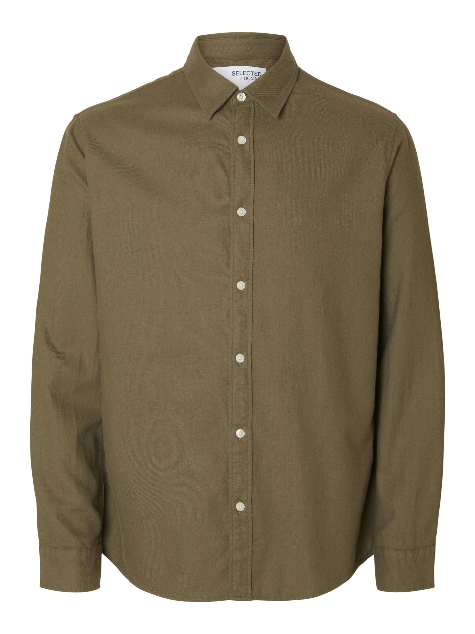 SELECTED MEN - SLHSLIMOWEN-BRUSHED SHIRT LS NOOS kalamata - Gr. - L von SELECTED MEN