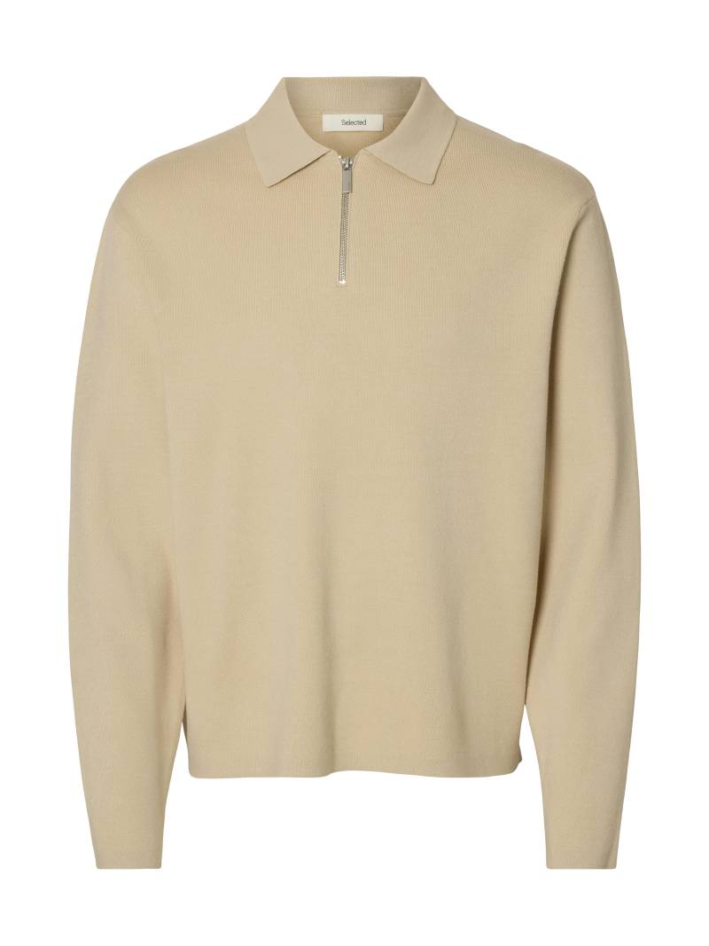 SELECTED MEN - SLHTELLER FN HALF ZIP POLO NOOS oatmeal - Gr. - XXL von SELECTED MEN