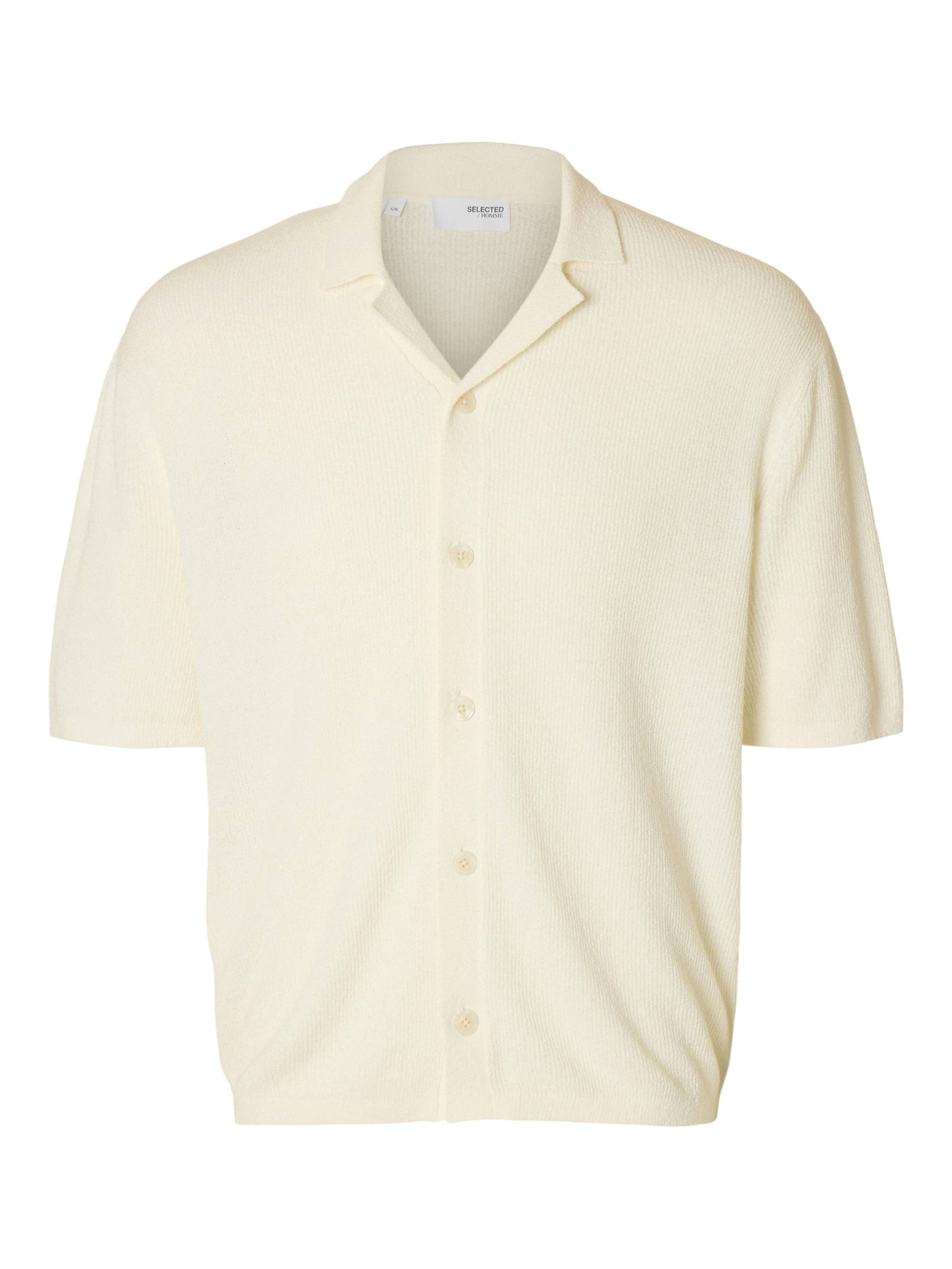 SELECTED MEN - SLHTELUM SS KNIT RELAXED RESORT CARDIGAN egret - Gr. - XL von SELECTED MEN