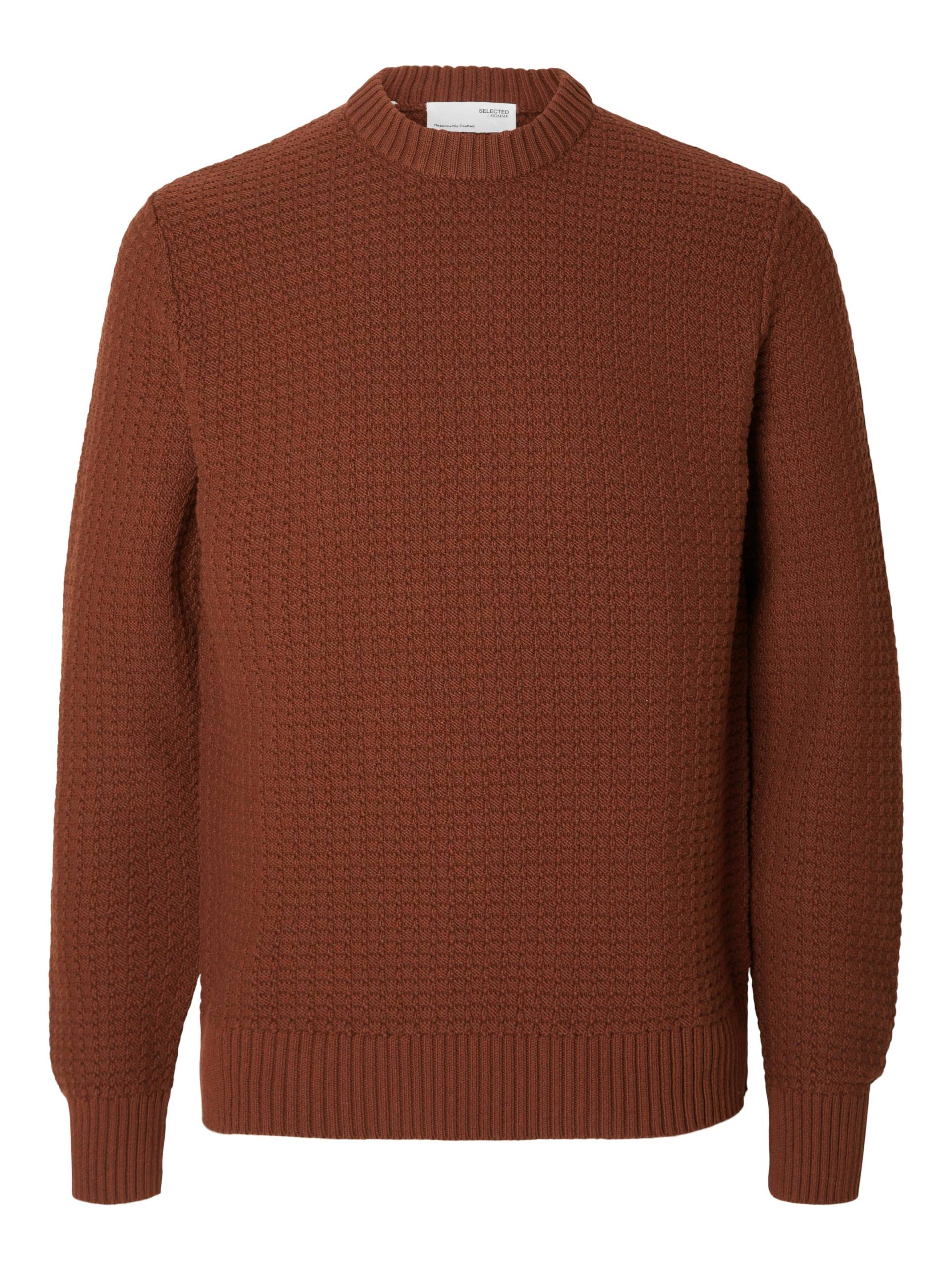 SELECTED MEN - SLHTHIM LS KNIT STRUCTURE CREW NECK W cherry mahogany - Gr. - L von SELECTED MEN