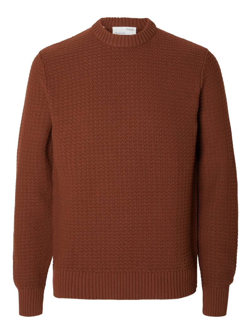 SELECTED MEN - SLHTHIM LS KNIT STRUCTURE CREW NECK W cherry mahogany - Gr. - L von SELECTED MEN