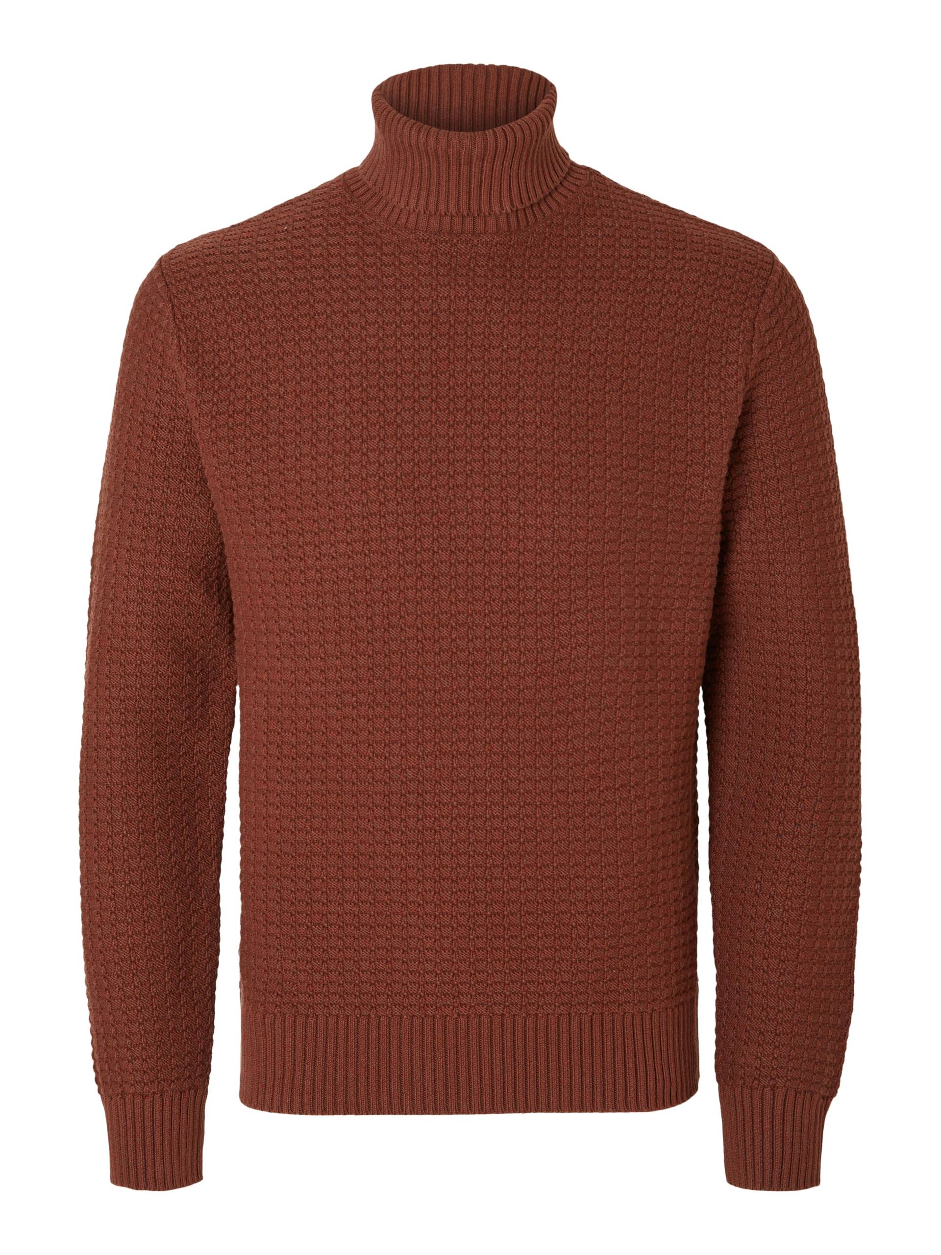 SELECTED MEN - SLHTHIM LS KNIT STRUCTURE ROLL NECK W cherry mahogany - Gr. - XXL von SELECTED MEN