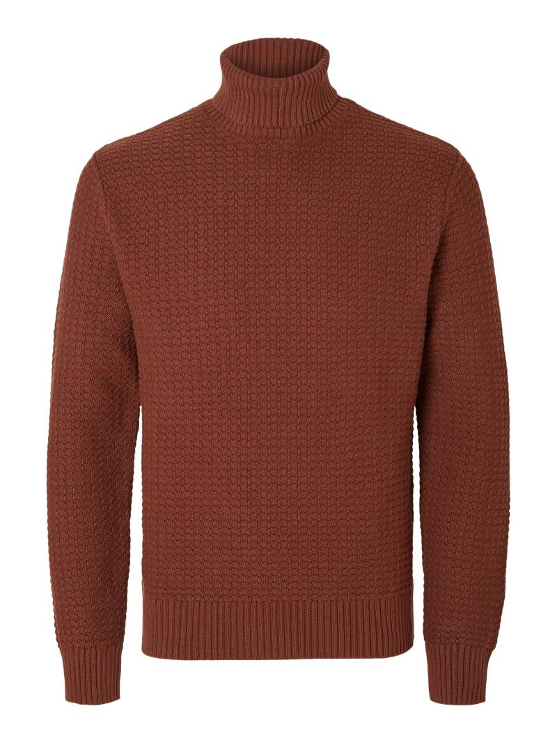 SELECTED MEN - SLHTHIM LS KNIT STRUCTURE ROLL NECK W cherry mahogany - Gr. - XXL von SELECTED MEN