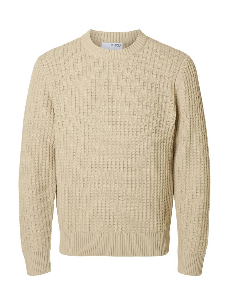 SELECTED MEN - SLHTOM LS KNIT STRUCTURE CREW NECK oatmeal - Gr. - S von SELECTED MEN