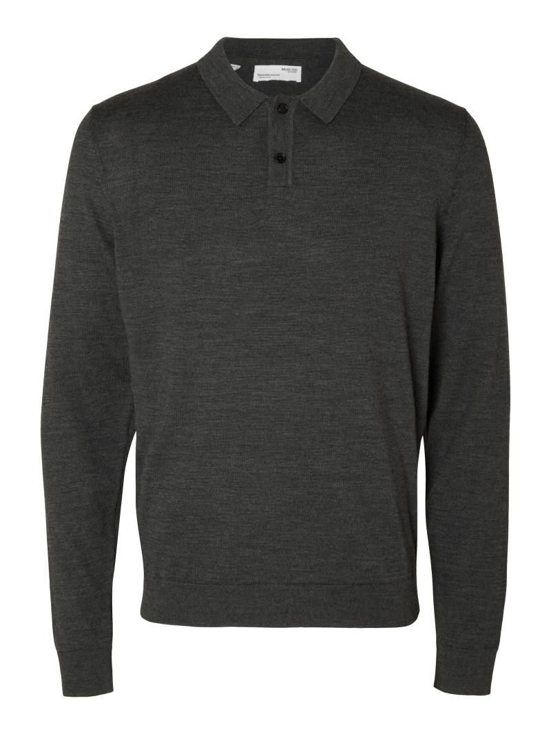 SELECTED MEN - SLHTOWN MERINO COOLMAX KNIT POLO NOOS medium grey melange - Gr. - XXL von SELECTED MEN