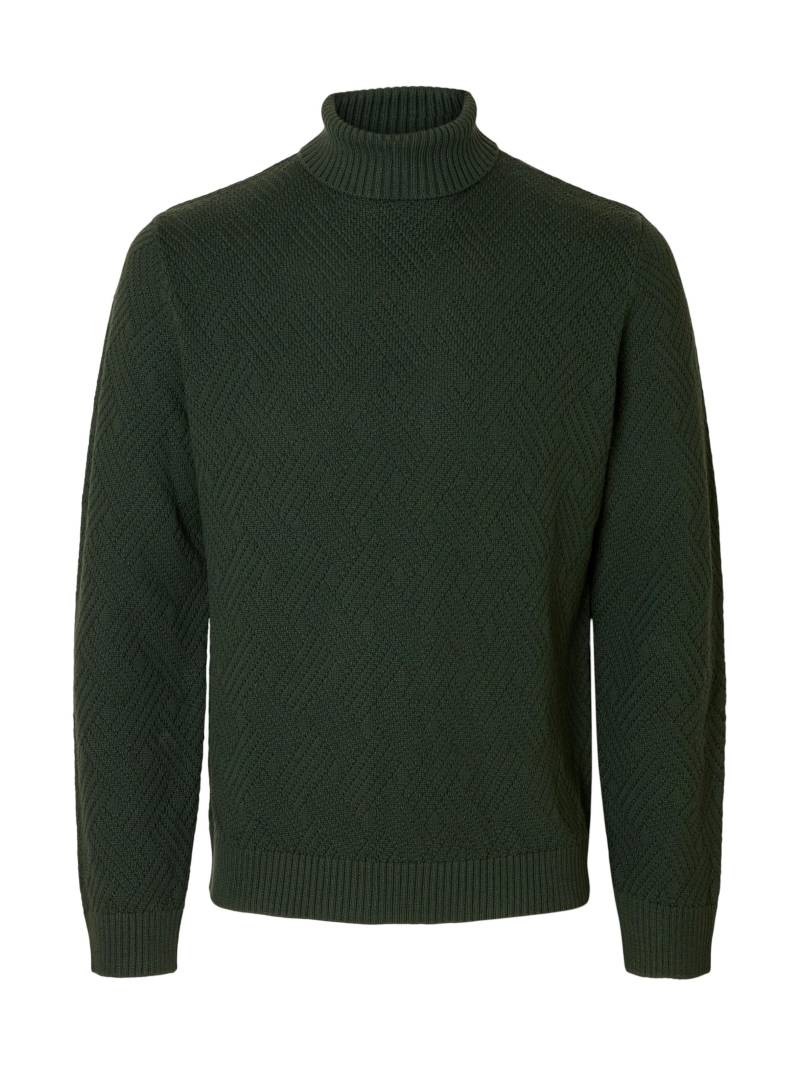 SELECTED MEN - SLHTREVOR LS KNIT STRUCTURE ROLL NECK deep forest - Gr. - M von SELECTED MEN
