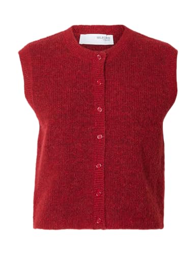 SELECTED WOMEN Damen Slflulu Sl Button O-Neck Vest Ex, Equestrian Red, M von SELECTED WOMEN