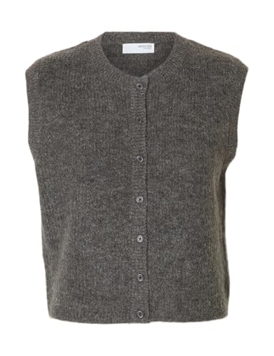 SELECTED WOMEN Damen Slflulu Sl Button O-Neck Vest Ex, Medium Grey Melange, XS von SELECTED WOMEN