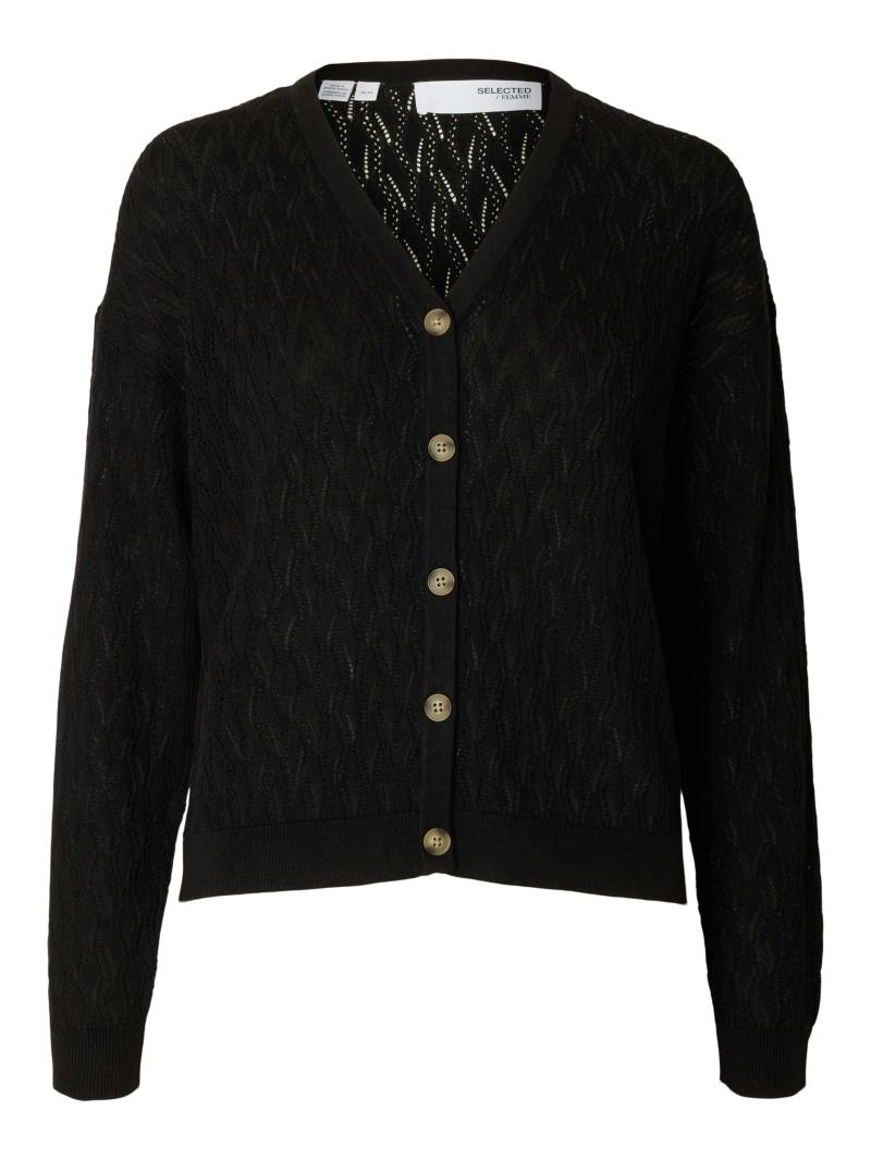 SELECTED WOMEN - SLFAGNY LS KNIT STRUCTURE CARDIGAN black - Gr. - XS von SELECTED WOMEN