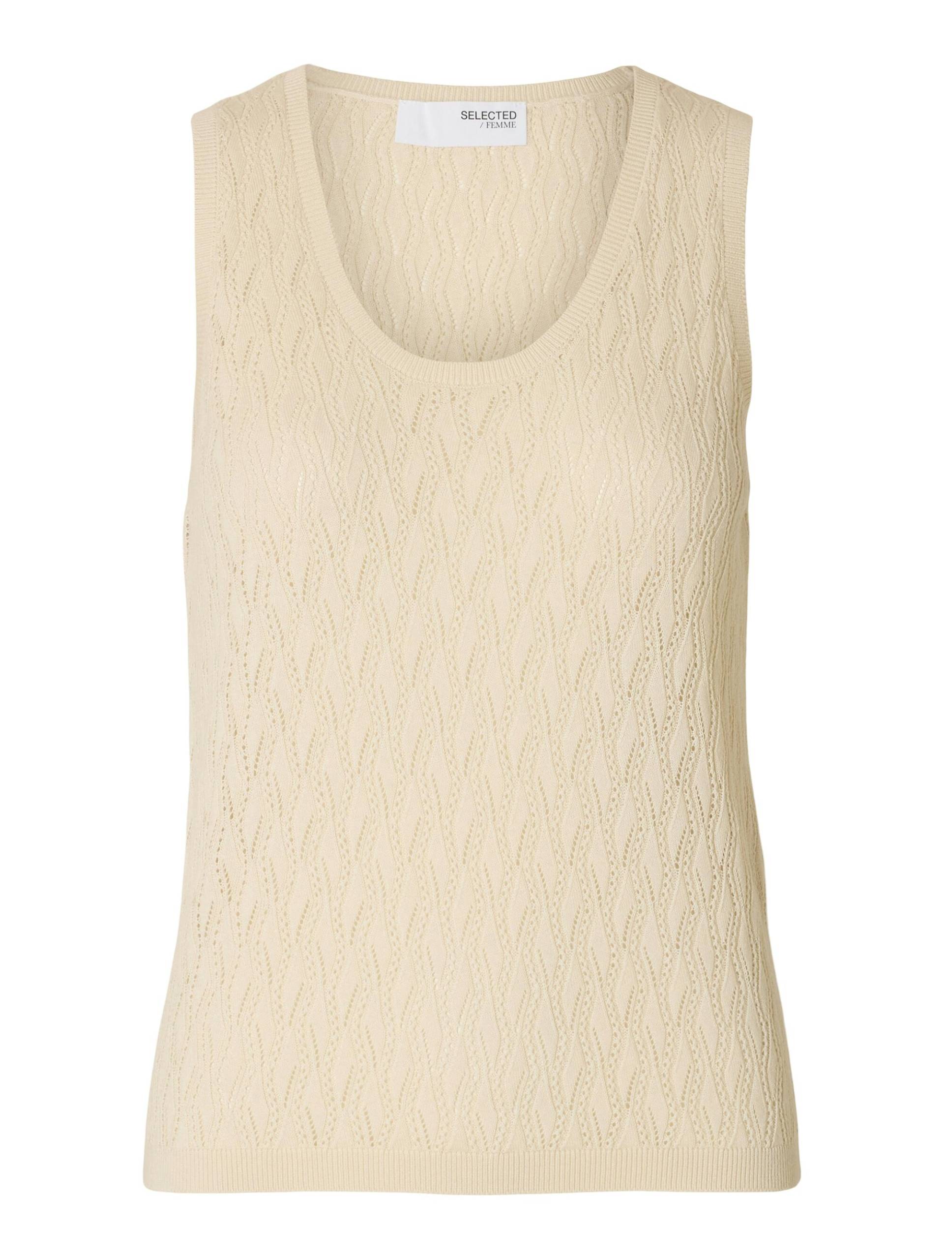 SELECTED WOMEN - SLFAGNY SL KNIT TOP U-NECK birch - Gr. - M von SELECTED WOMEN