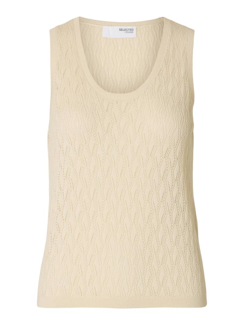 SELECTED WOMEN - SLFAGNY SL KNIT TOP U-NECK birch - Gr. - M von SELECTED WOMEN