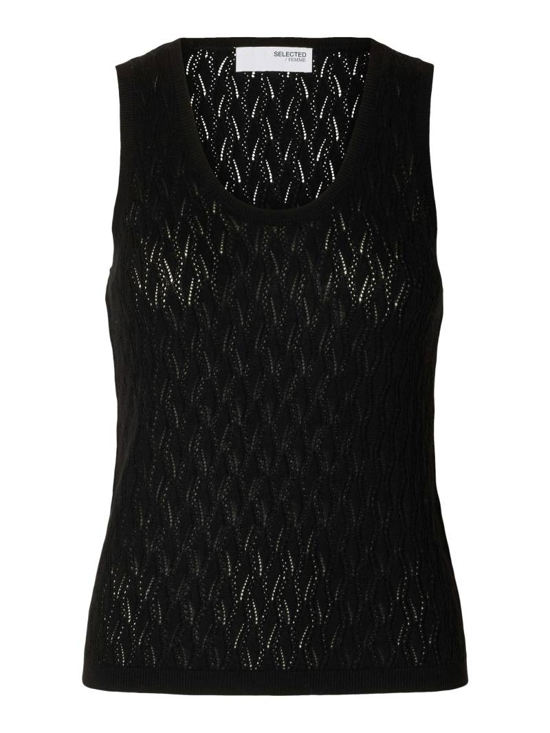 SELECTED WOMEN - SLFAGNY SL KNIT TOP U-NECK black - Gr. - M von SELECTED WOMEN