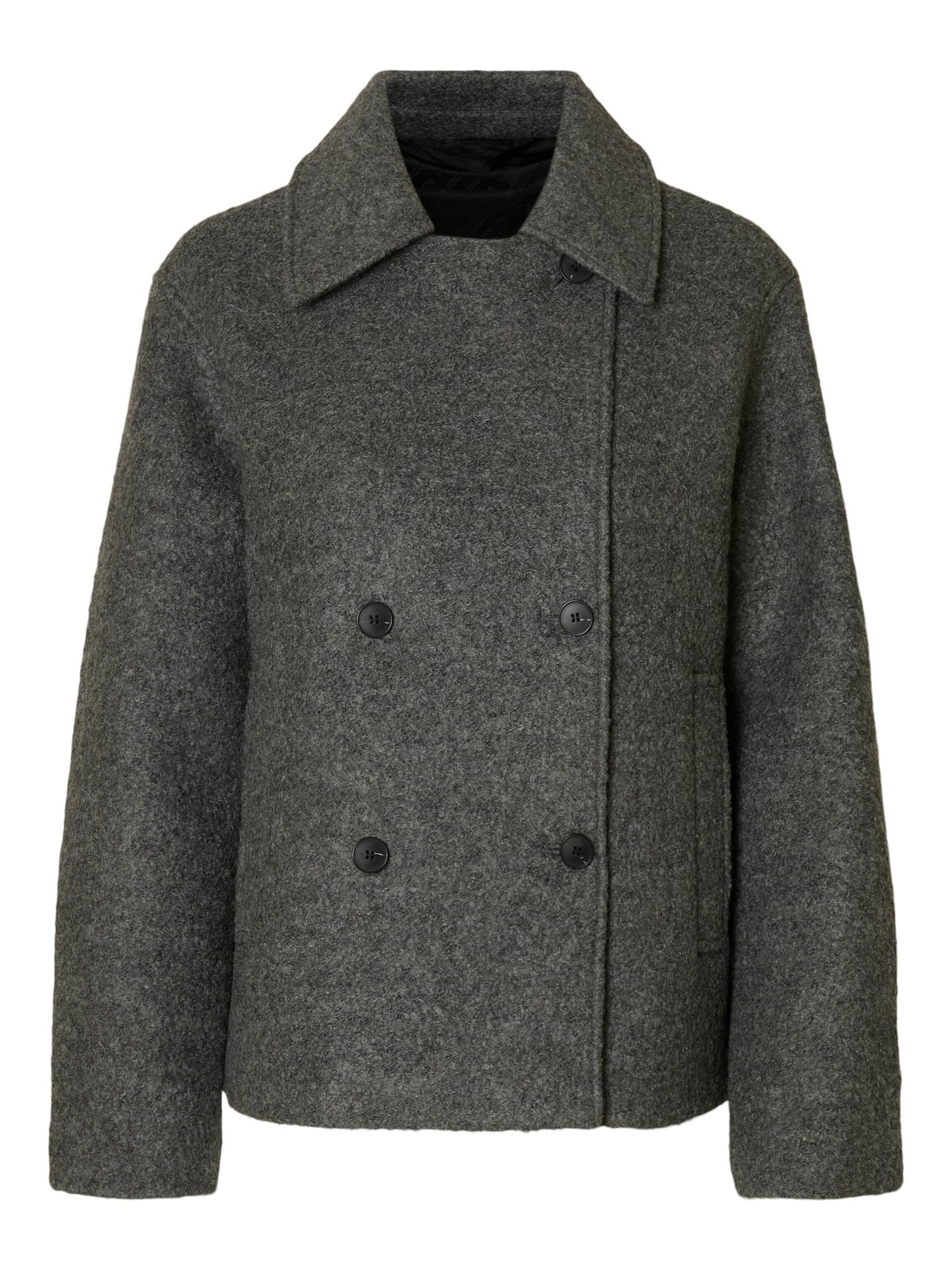 SELECTED WOMEN - SLFALMA BOUCLE WOOL BLEND JACKET NOOS medium grey melange - Gr. - 40 von SELECTED WOMEN
