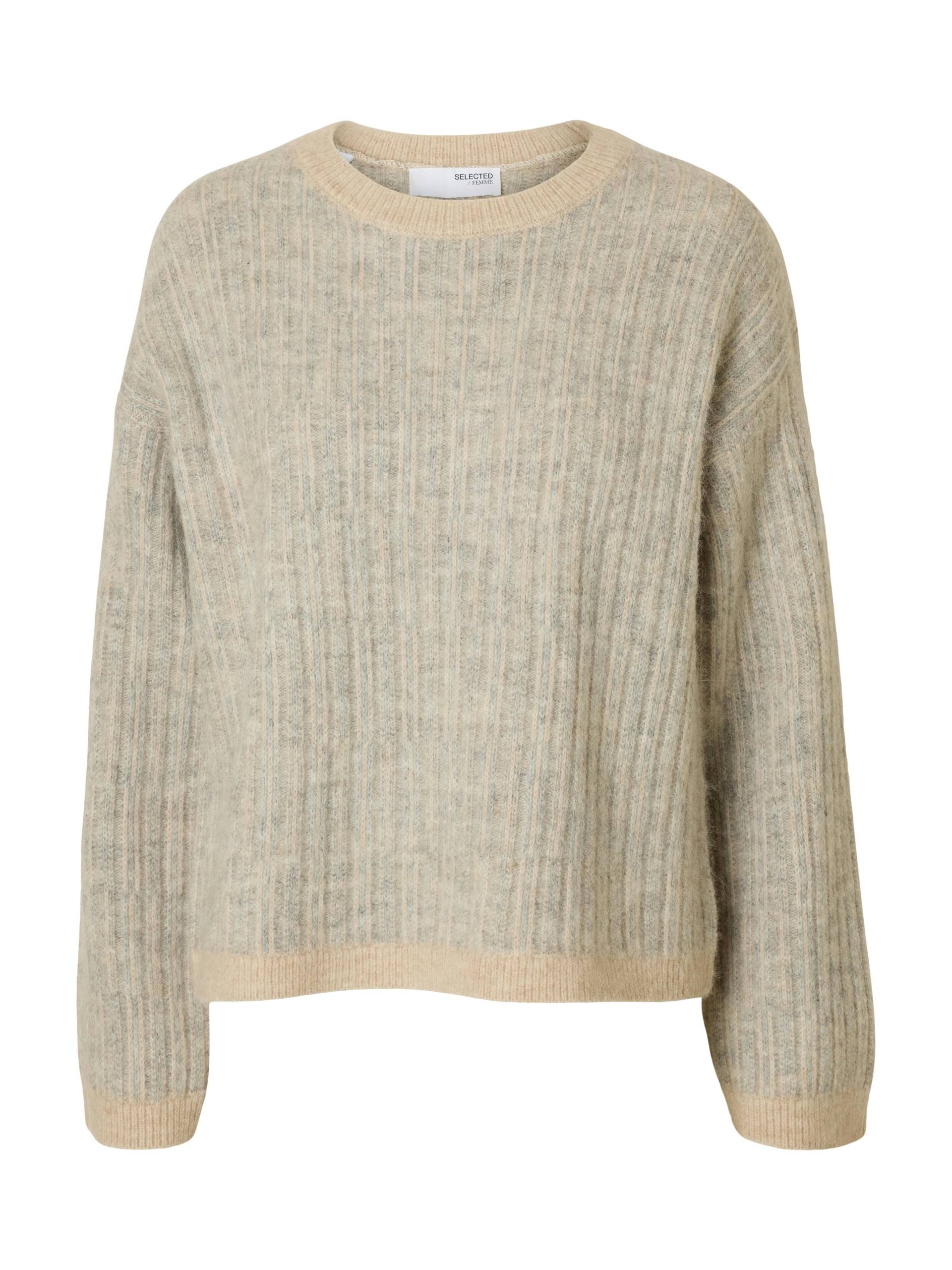 SELECTED WOMEN - SLFALVA LS KNIT STRIPE O-NECK birch - Gr. - M von SELECTED WOMEN