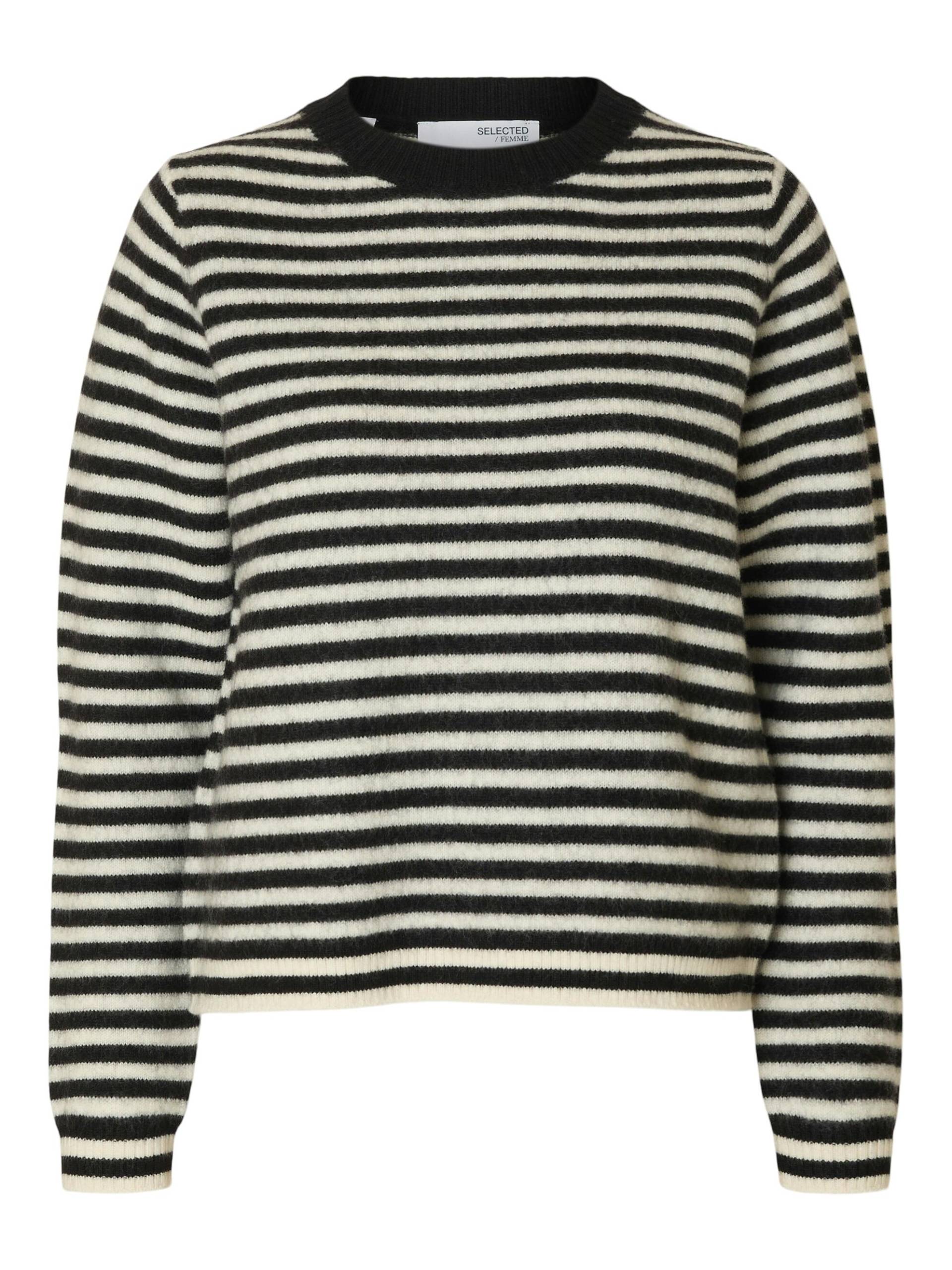 SELECTED WOMEN - SLFANA LS KNIT WOOL O-NECK NOOS black - Gr. - S von SELECTED WOMEN