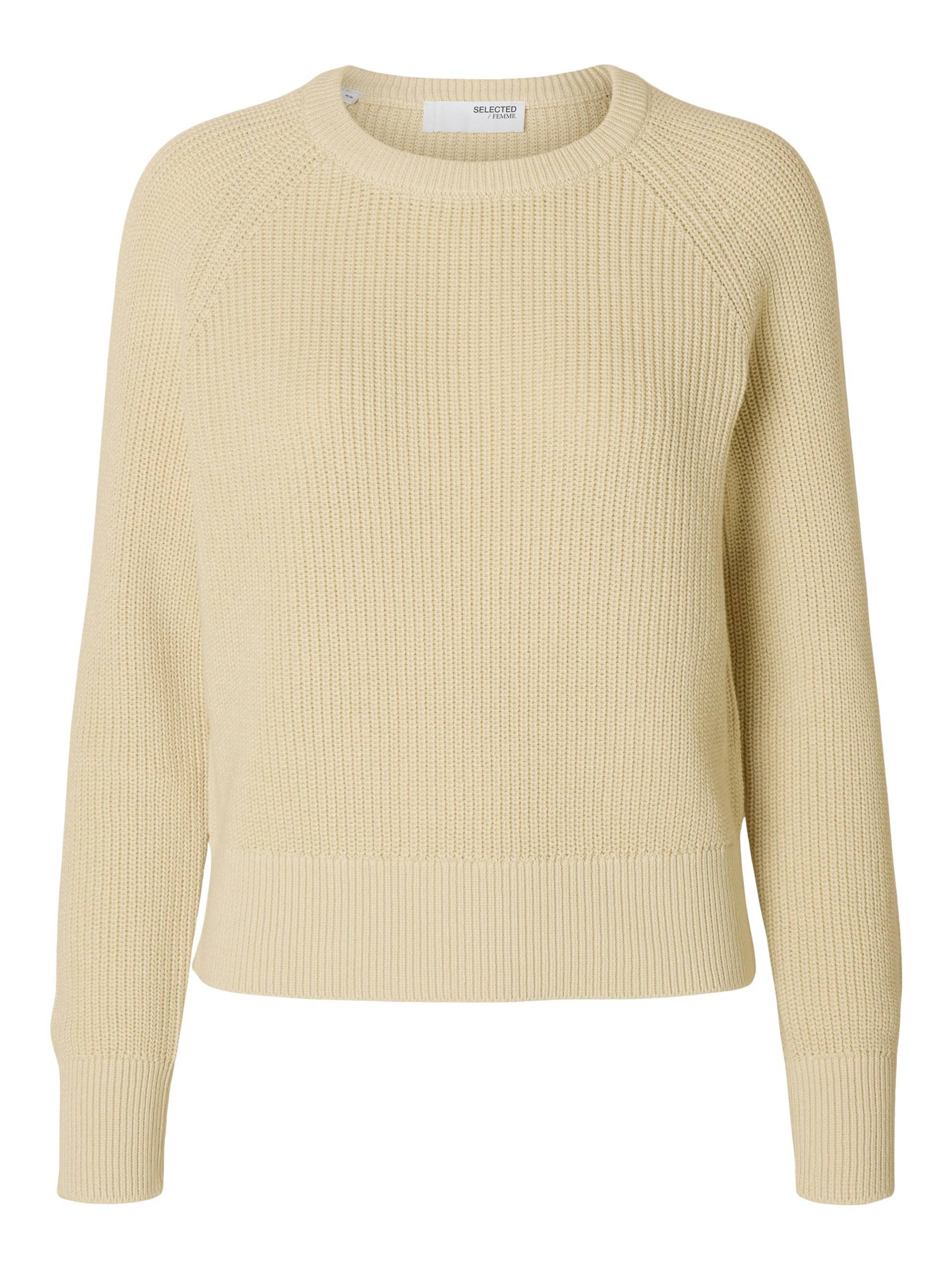 SELECTED WOMEN - SLFBIRLA LS KNIT SHORT O-NECK birch - Gr. - L von SELECTED WOMEN