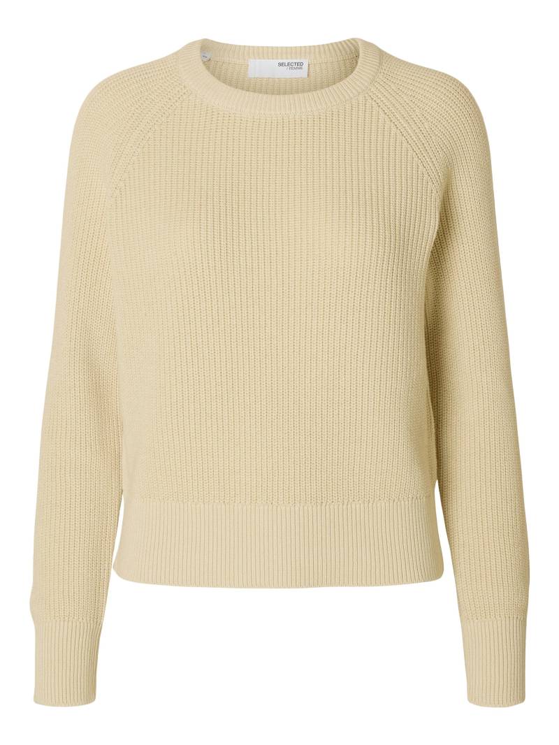 SELECTED WOMEN - SLFBIRLA LS KNIT SHORT O-NECK birch - Gr. - L von SELECTED WOMEN