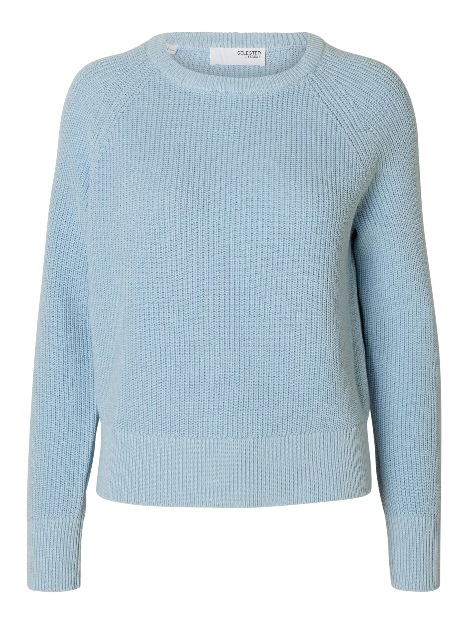 SELECTED WOMEN - SLFBIRLA LS KNIT SHORT O-NECK cashmere blue - Gr. - L von SELECTED WOMEN