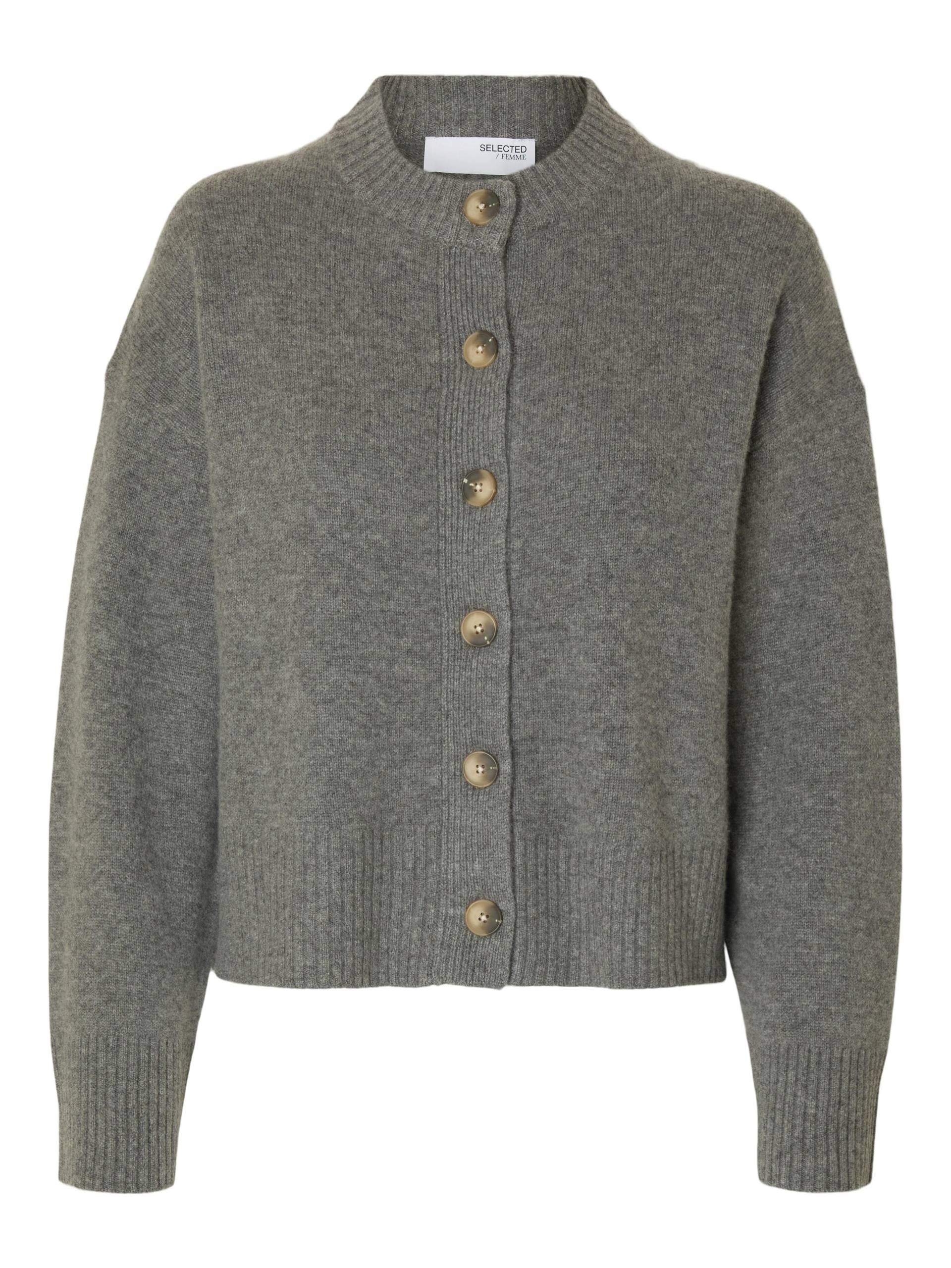 SELECTED WOMEN - SLFCILLE CASHMERE BLEND CARDIGAN NOOS medium grey melange - Gr. - L von SELECTED WOMEN