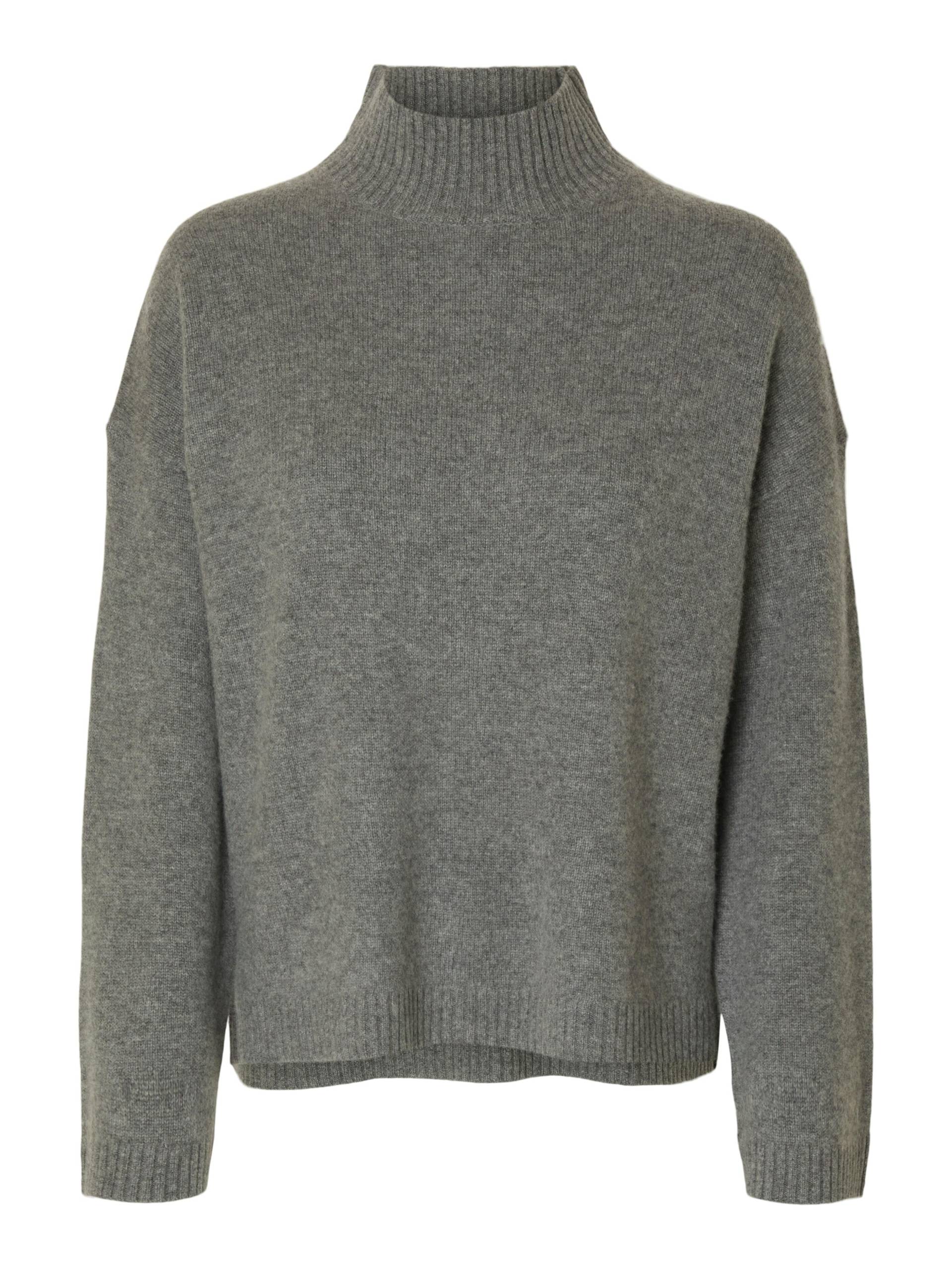 SELECTED WOMEN - SLFCILLE CASHMERE BLEND HIGH NECK NOOS medium grey melange - Gr. - L von SELECTED WOMEN