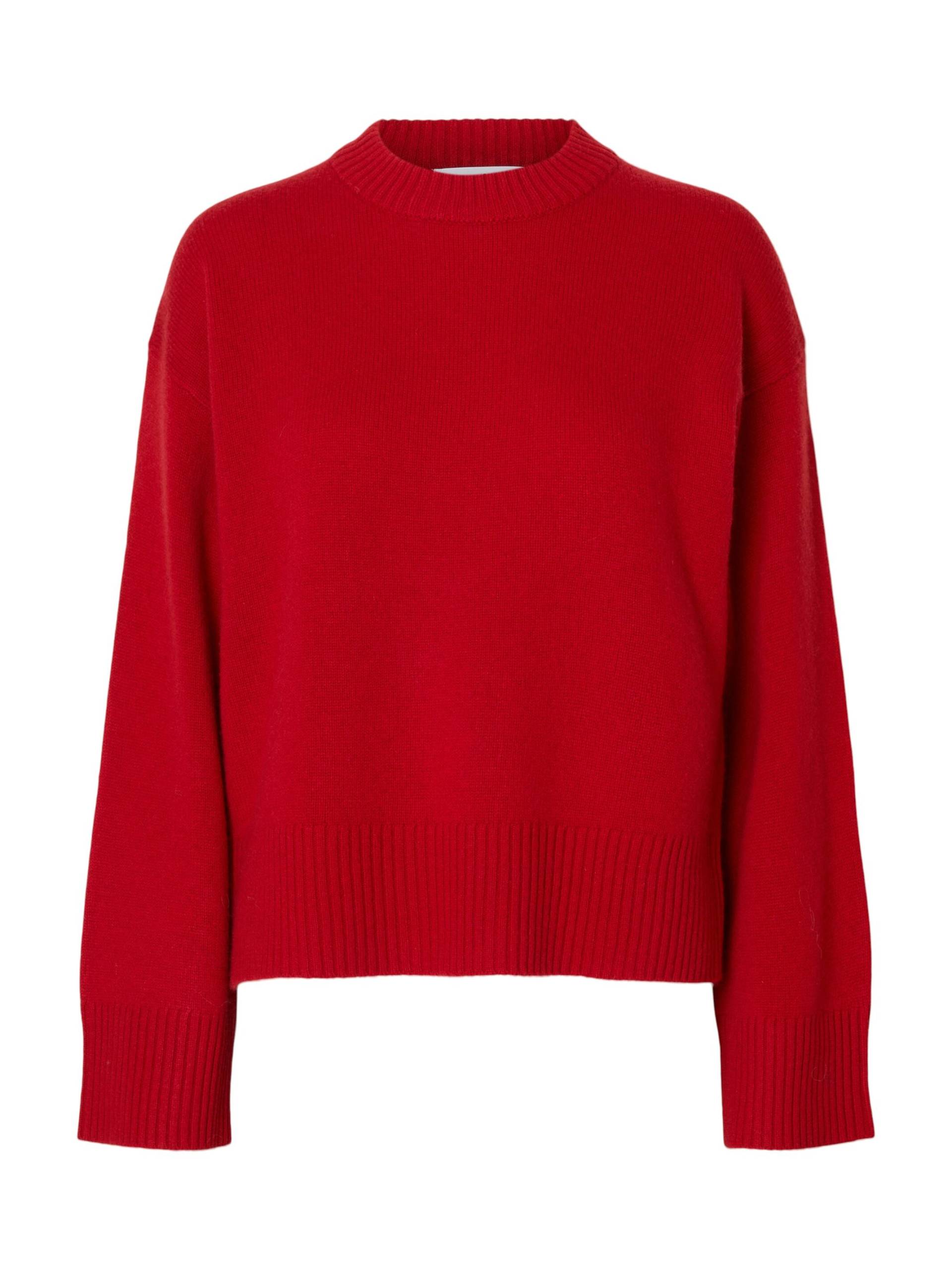 SELECTED WOMEN - SLFCILLE CASHMERE BLEND LS KNIT O-NECK equestrian red - Gr. - M von SELECTED WOMEN
