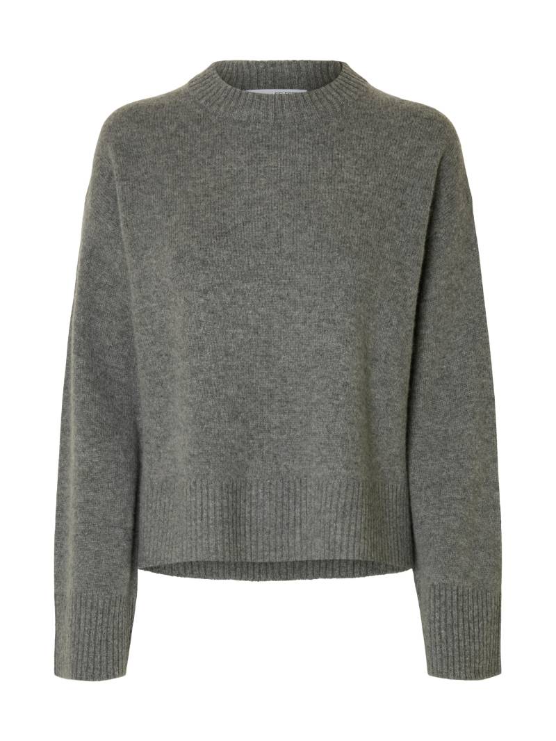 SELECTED WOMEN - SLFCILLE CASHMERE BLEND LS KNIT O-NECK medium grey melange - Gr. - L von SELECTED WOMEN
