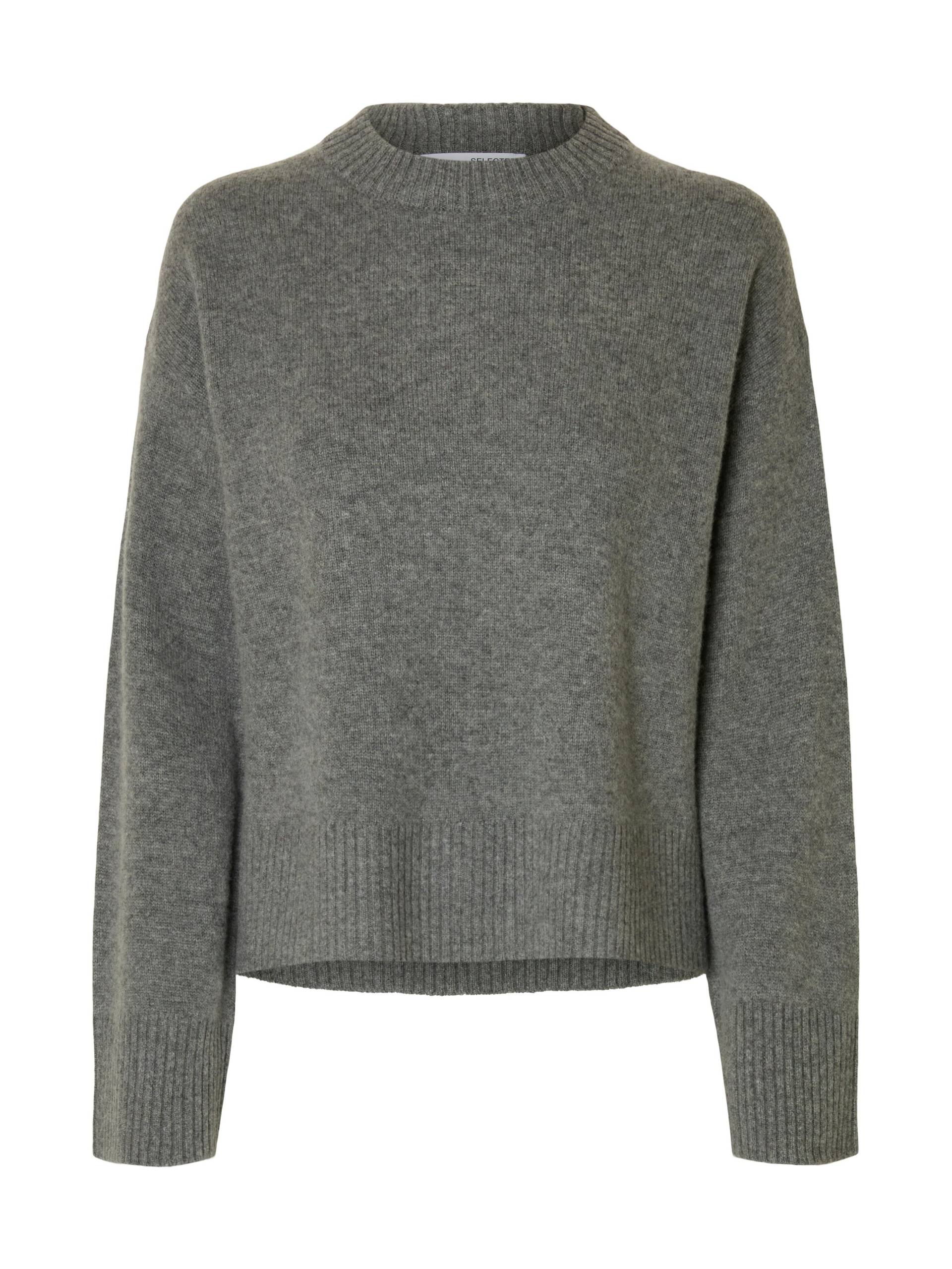 SELECTED WOMEN - SLFCILLE CASHMERE BLEND LS KNIT O-NECK medium grey melange - Gr. - XS von SELECTED WOMEN
