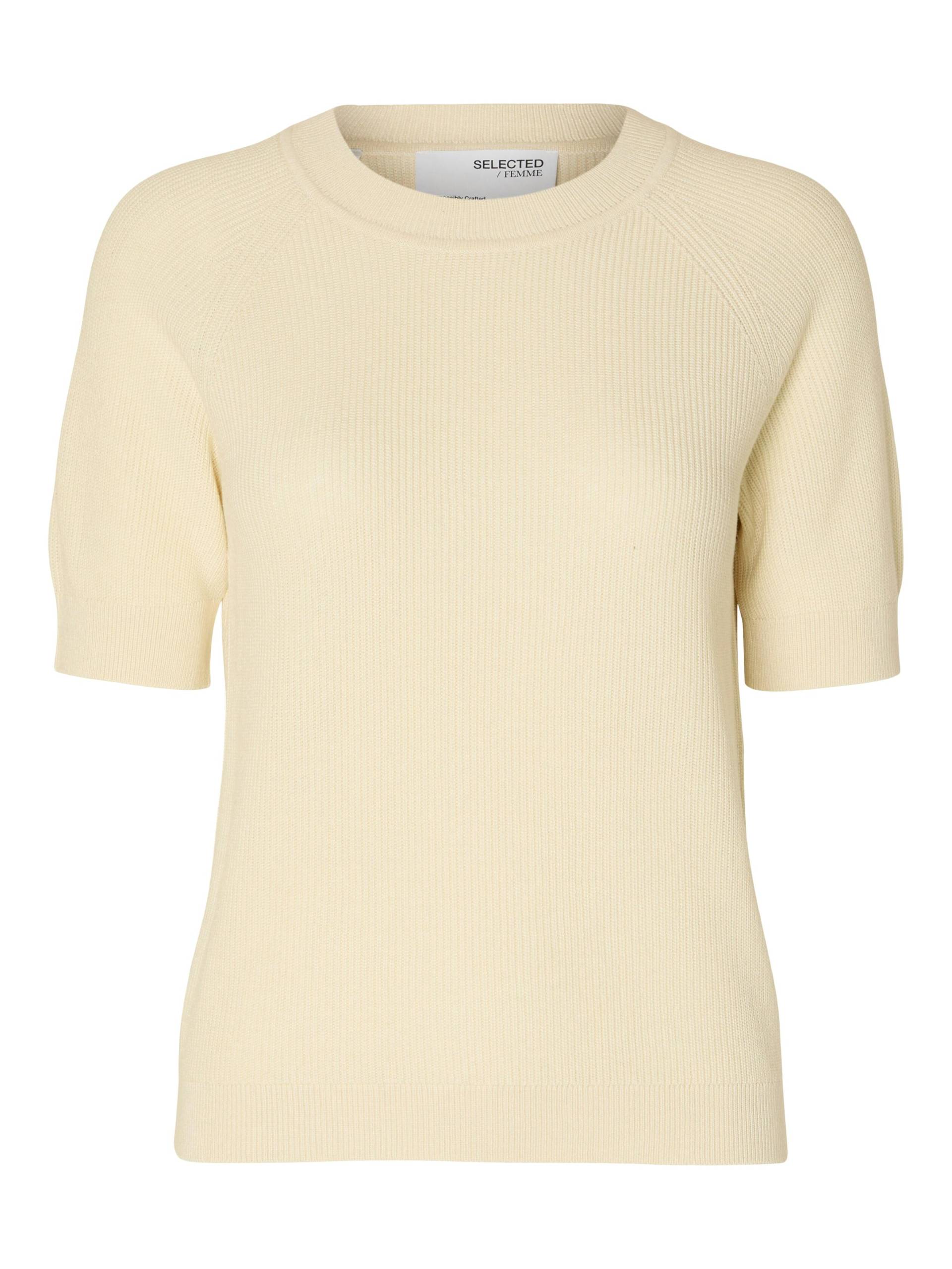 SELECTED WOMEN - SLFELINNA NEW SS KNIT TOP NOOS birch - Gr. - L von SELECTED WOMEN