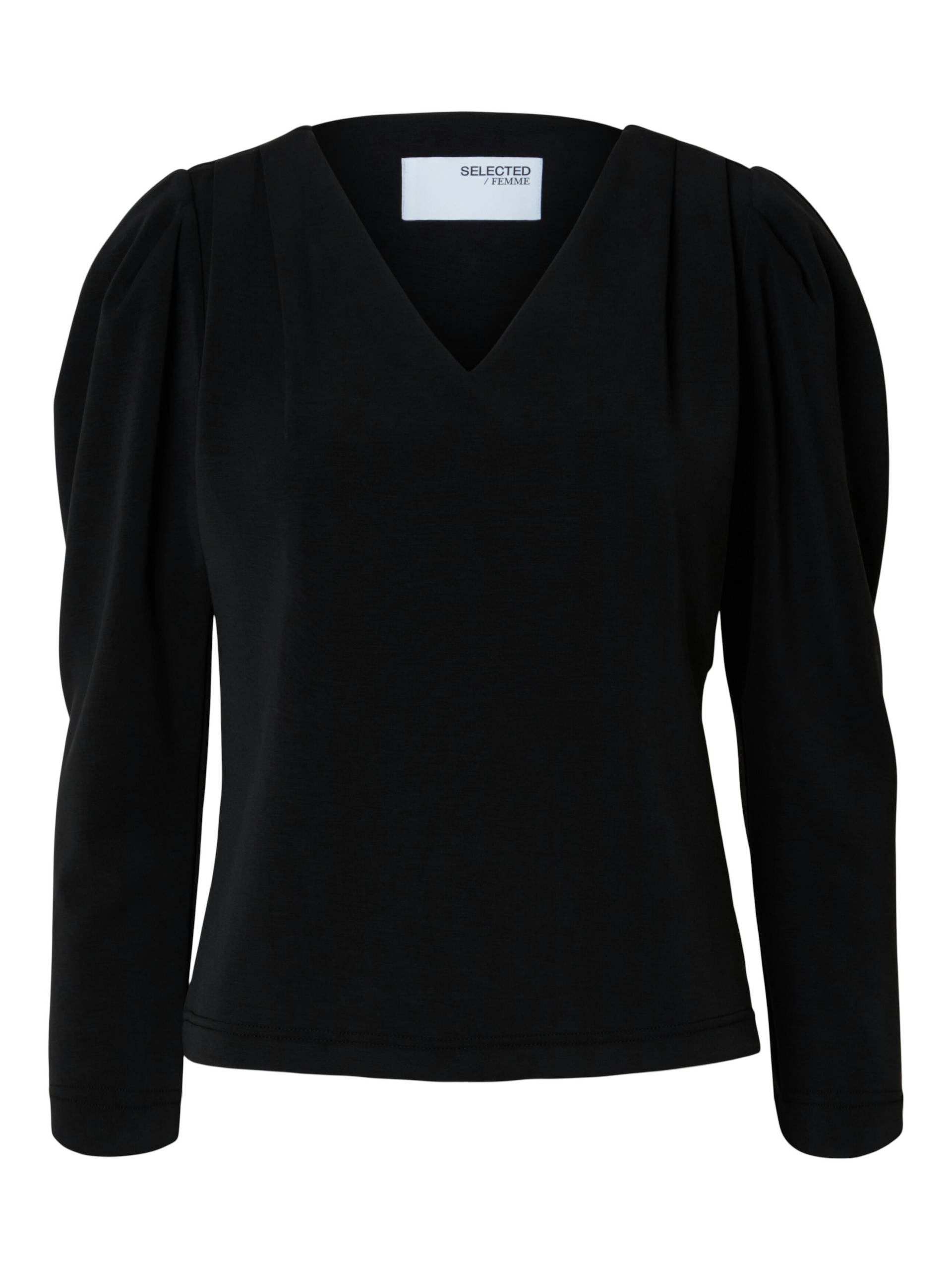 SELECTED WOMEN - SLFFENJA LS V-NECK TOP black - Gr. - L von SELECTED WOMEN