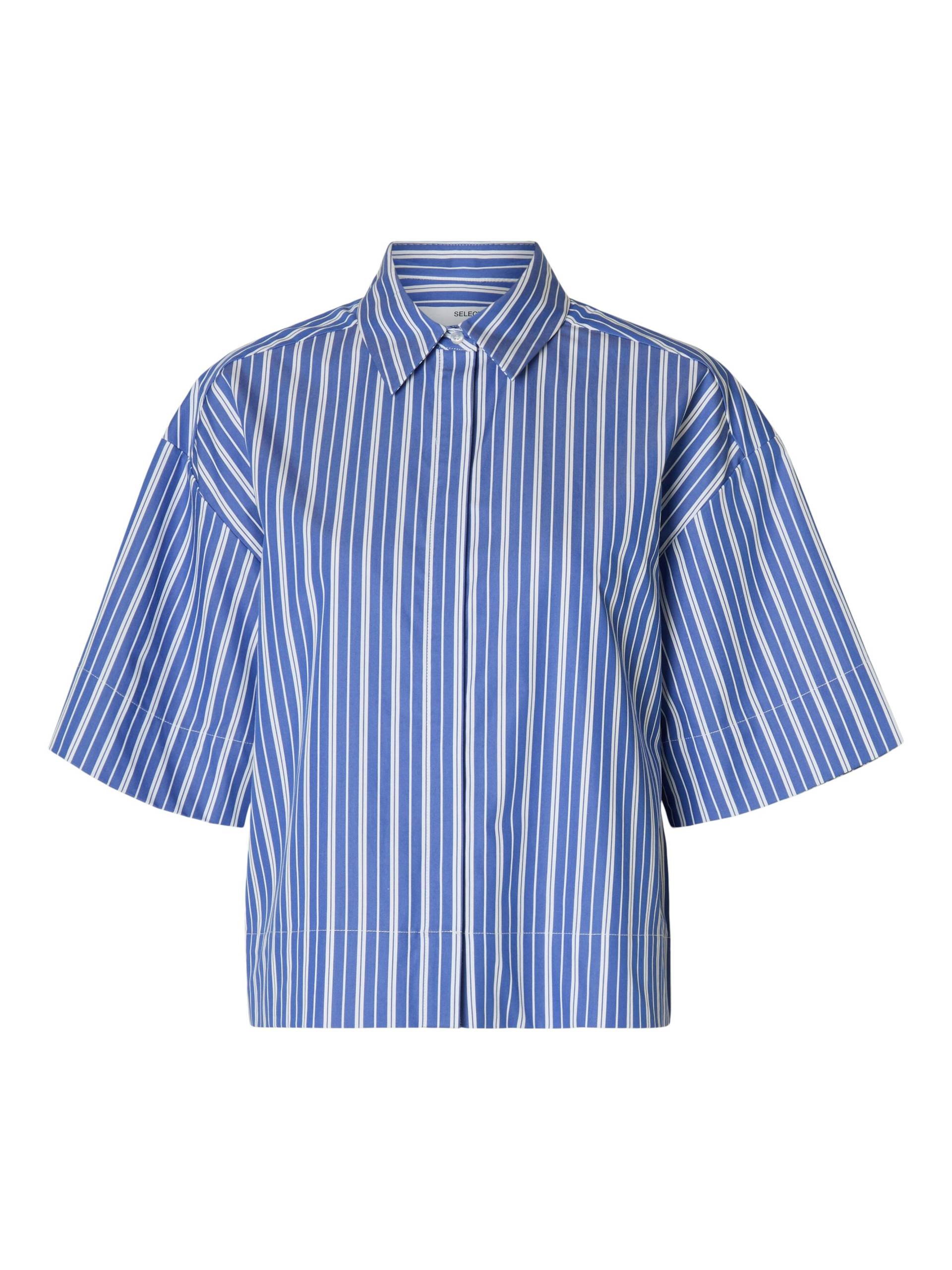 SELECTED WOMEN - SLFFIA 2/4 CROPPED STRIPED SHIRT B dazzling blue - Gr. - 42 von SELECTED WOMEN