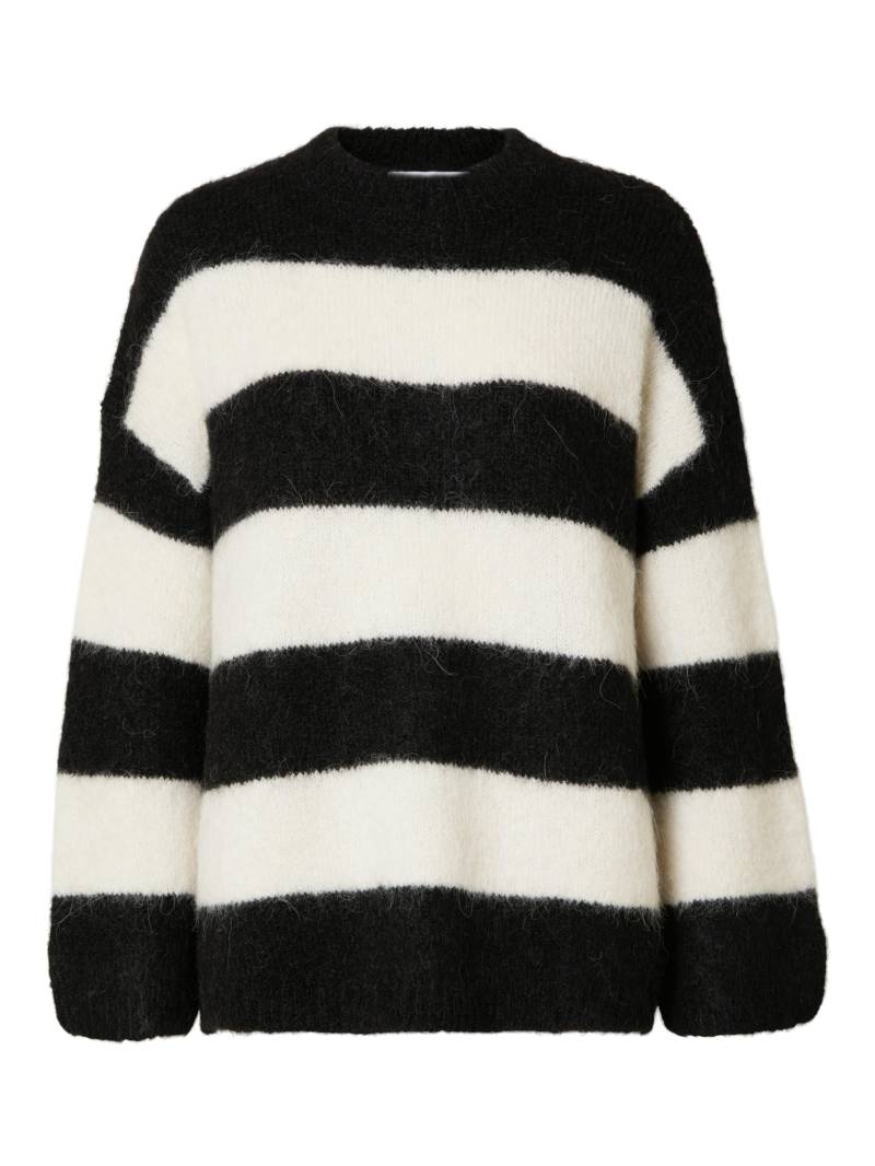 SELECTED WOMEN - SLFGABELLA LS KNIT O-NECK CAMP black - Gr. - L von SELECTED WOMEN