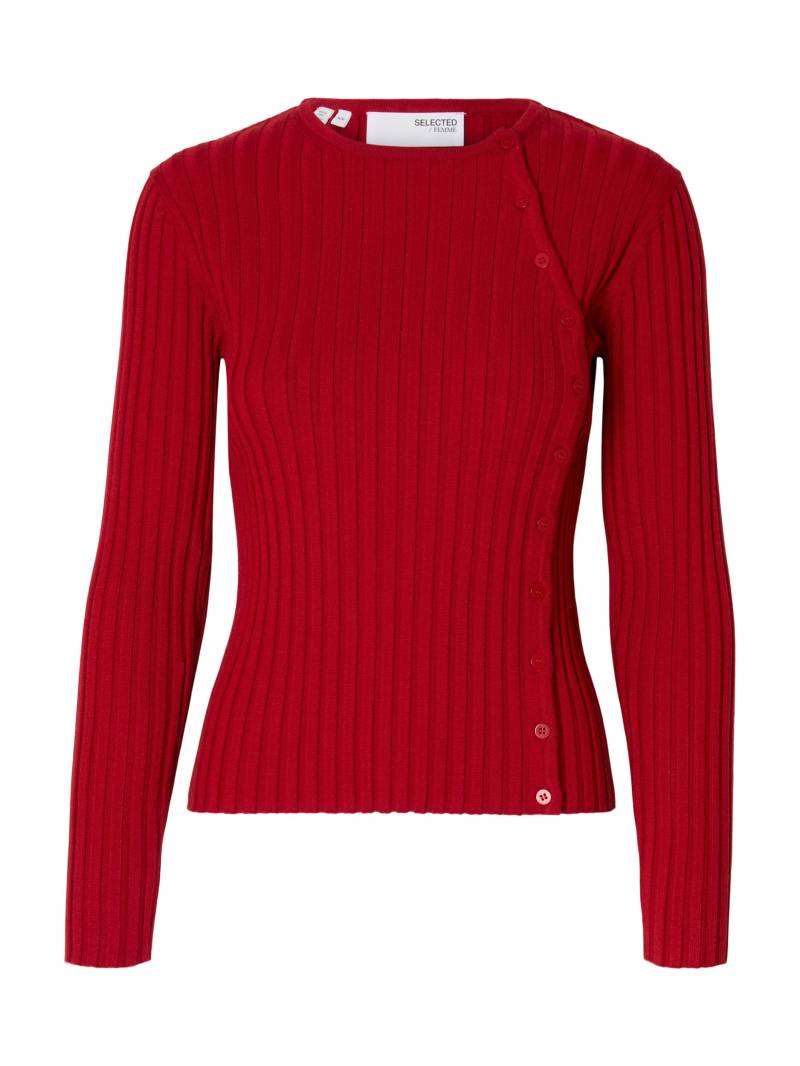 SELECTED WOMEN - SLFHELEN LS KNIT BUTTON O-NECK TOP equestrian red - Gr. - M von SELECTED WOMEN