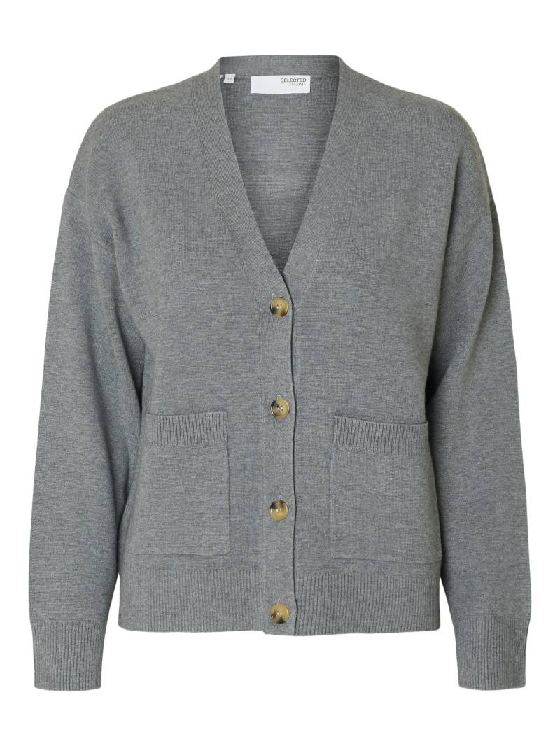 SELECTED WOMEN - SLFKAMMA LS KNIT BUTTON CARDIGAN NOOS medium grey melange - Gr. - L von SELECTED WOMEN