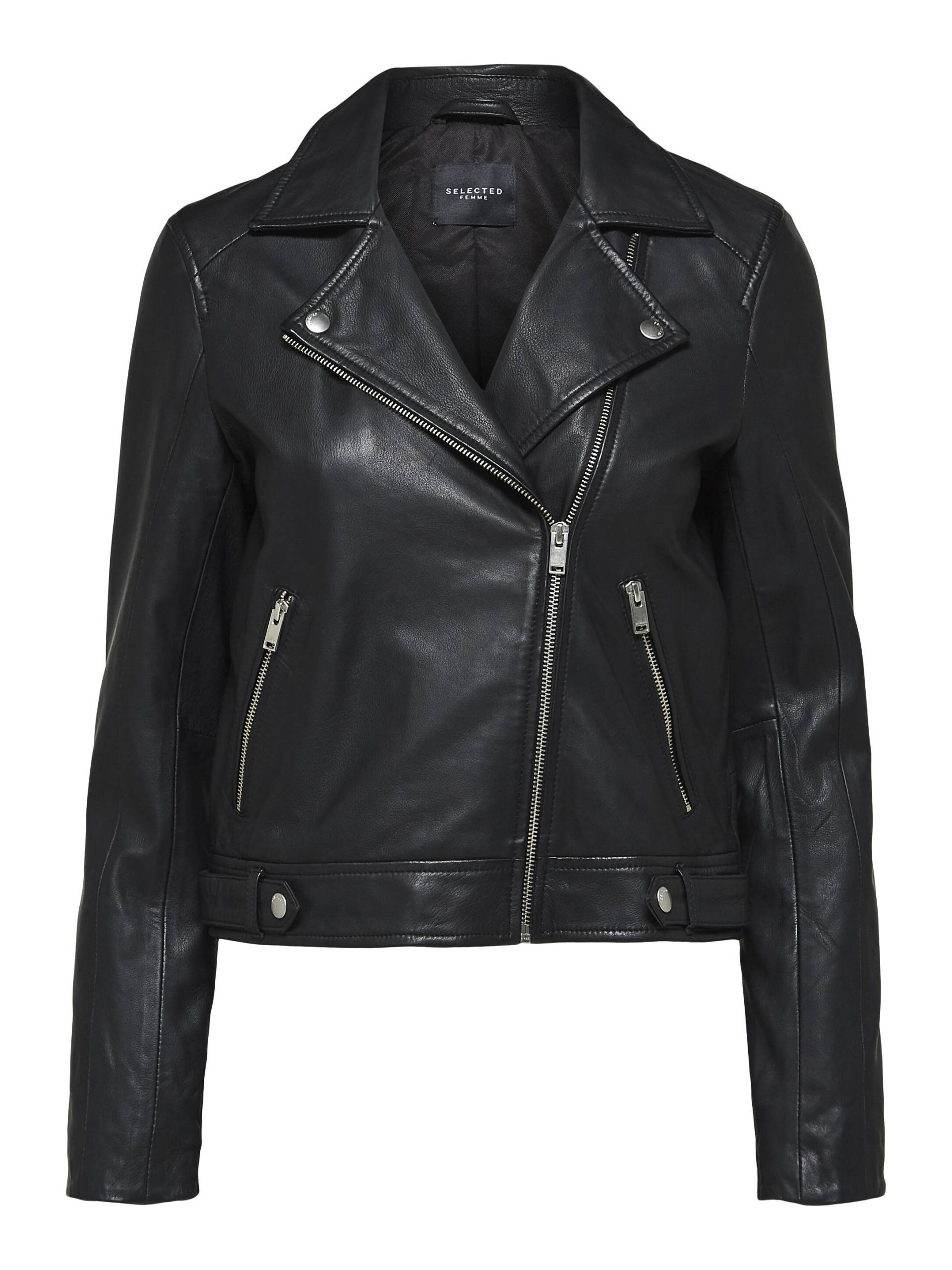 SELECTED WOMEN - SLFKATIE LEATHER JACKET B NOOS black - Gr. - 34 von SELECTED WOMEN