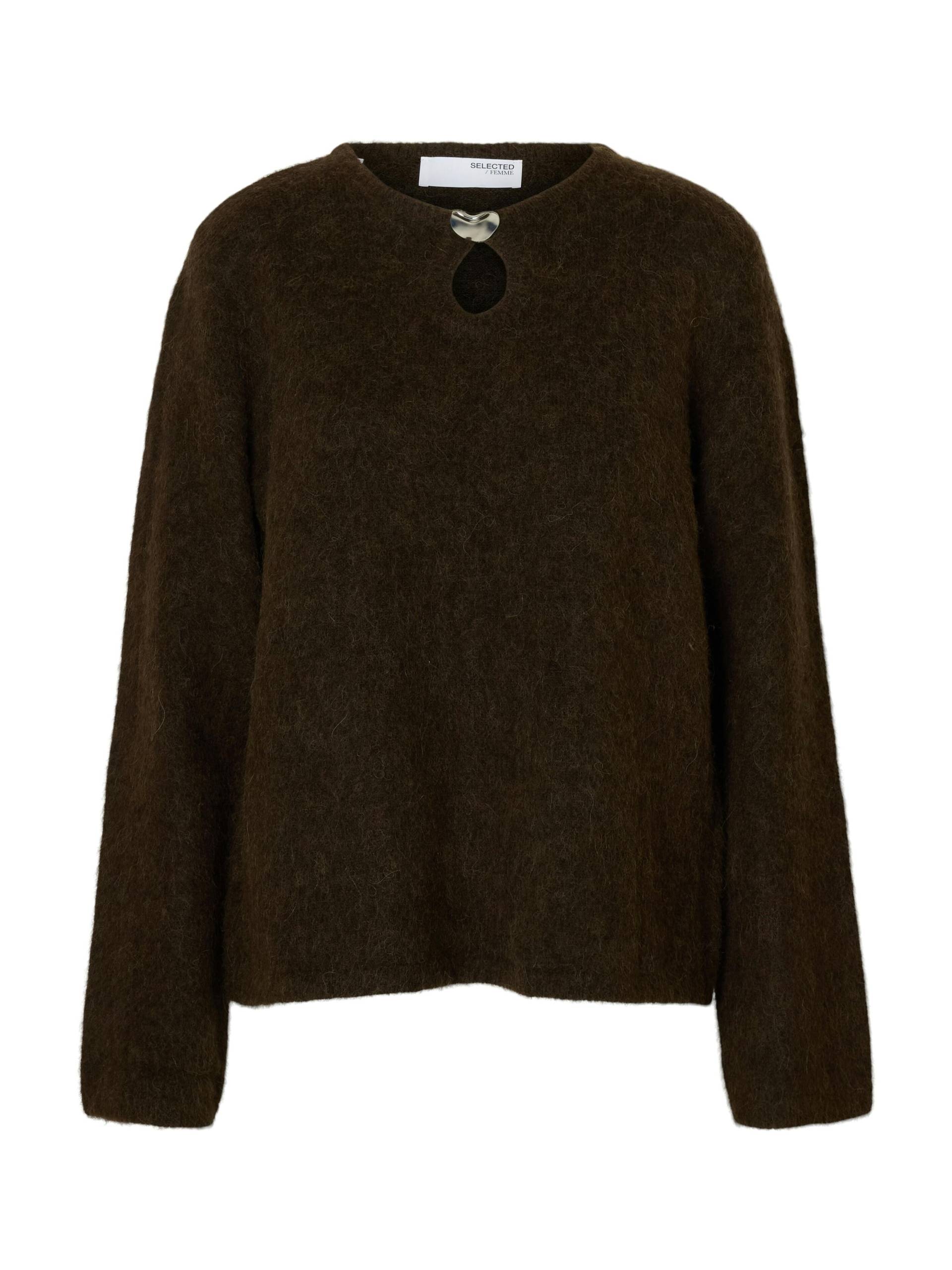 SELECTED WOMEN - SLFLULU BRUSHED LS KNIT KEYHOLE O-NECK - Gr. - XL von SELECTED WOMEN