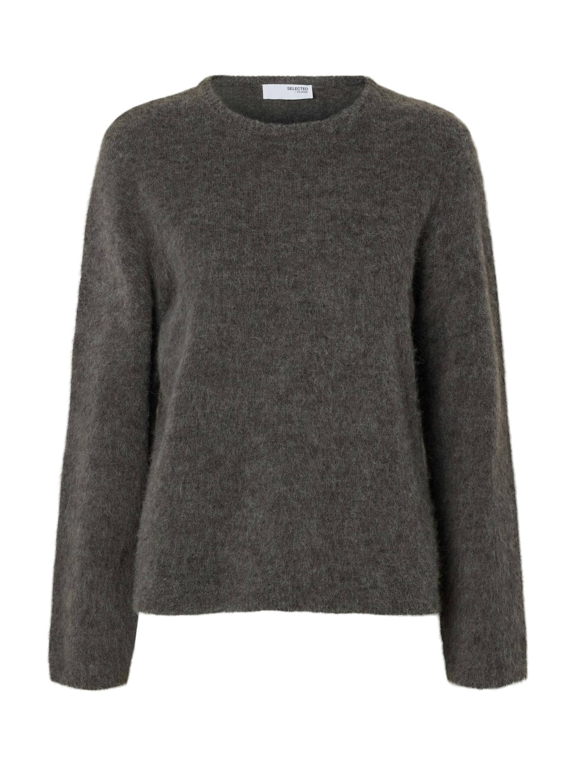 SELECTED WOMEN - SLFLULU BRUSHED LS KNIT O-NECK medium grey melange - Gr. - L von SELECTED WOMEN