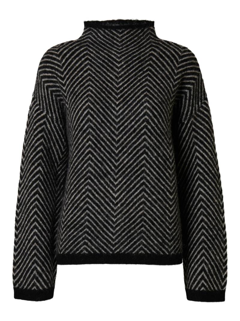 SELECTED WOMEN - SLFLULU LS HERRINGBONE KNIT HIGH NECK black - Gr. - XS von SELECTED WOMEN