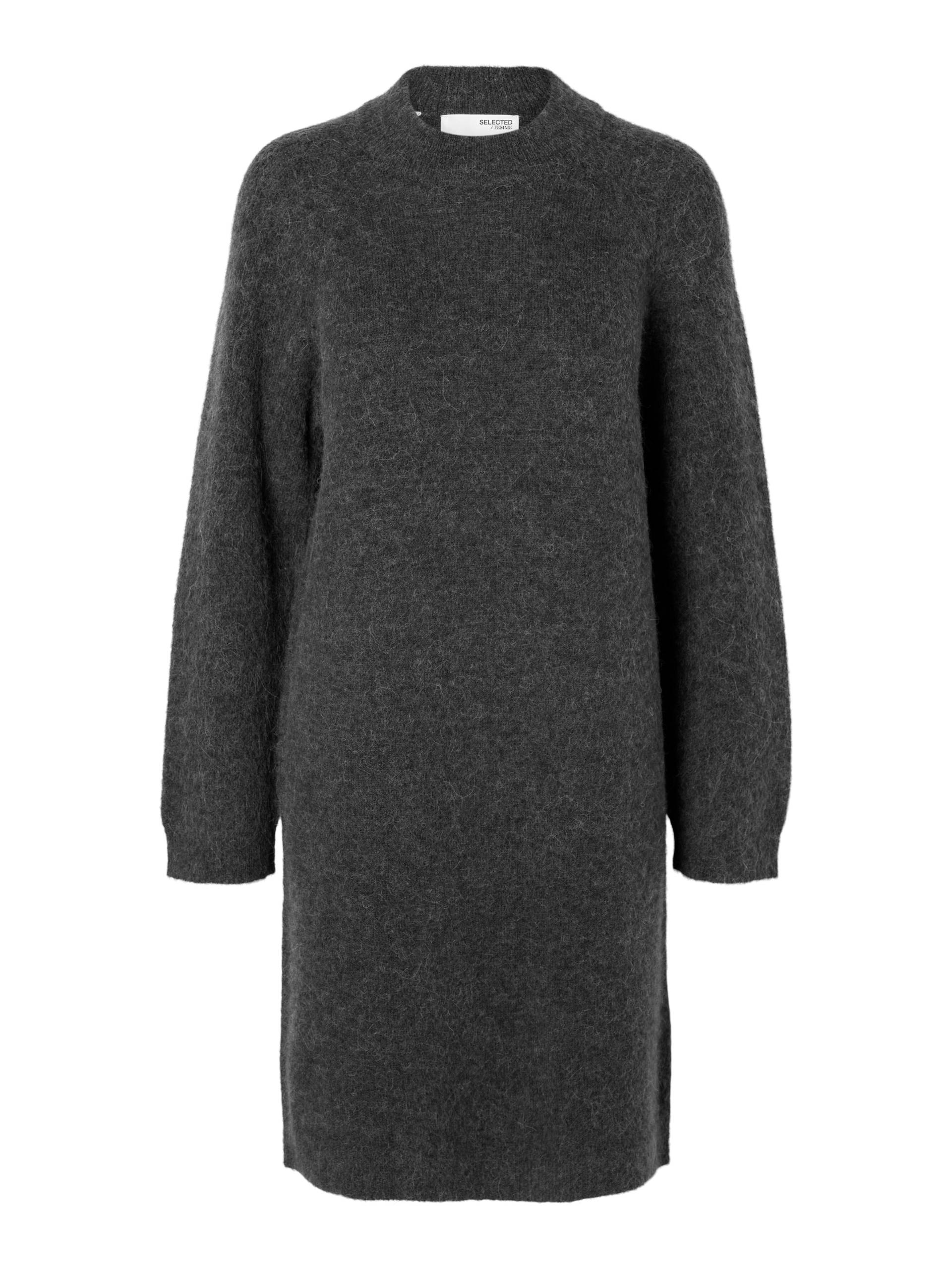 SELECTED WOMEN - SLFLULU LS HIGH NECK KNIT DRESS volcanic ash - Gr. - XL von SELECTED WOMEN