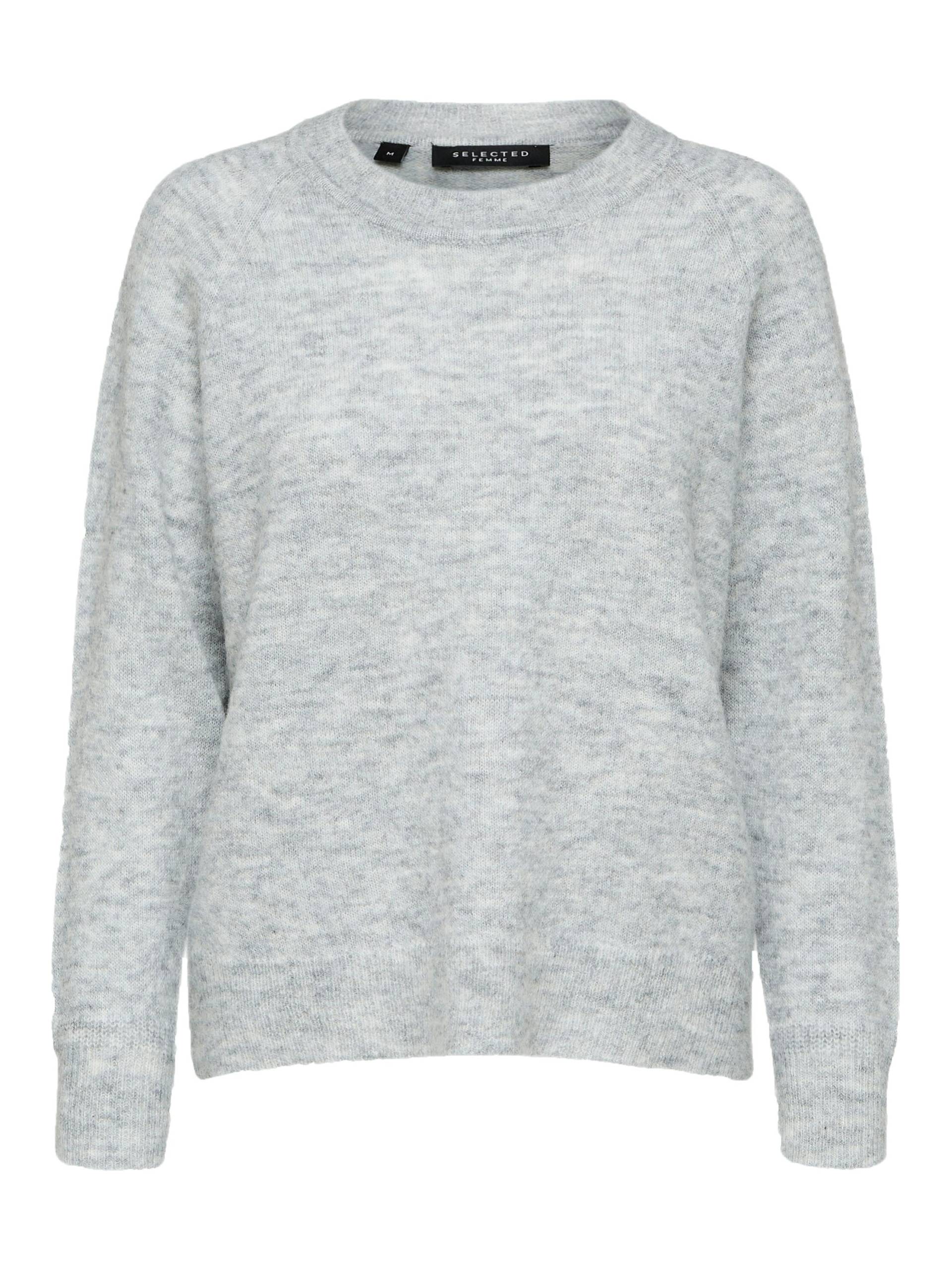 SELECTED WOMEN - SLFLULU LS KNIT O-NECK NOOS light grey melange - Gr. - S von SELECTED WOMEN