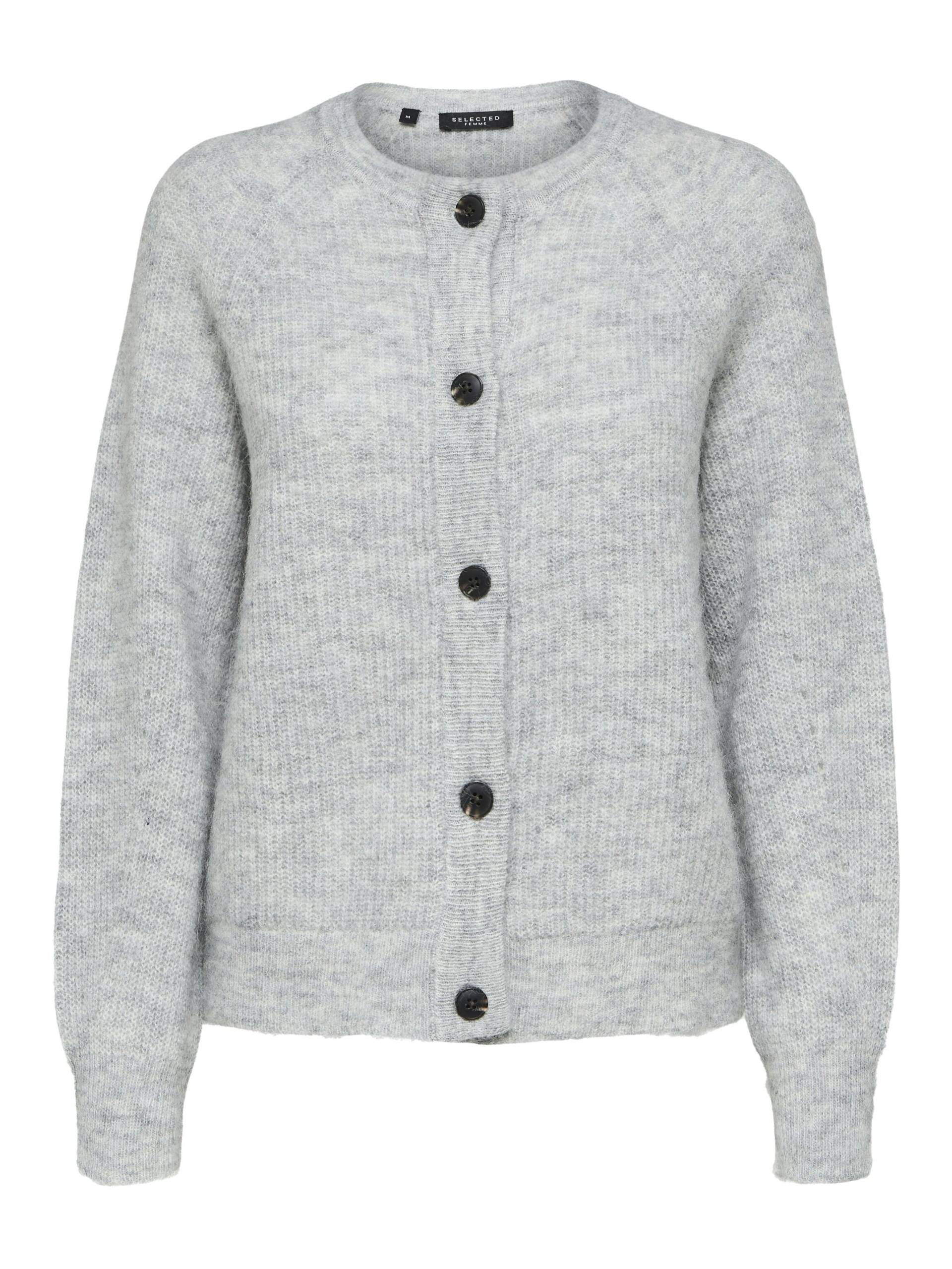 SELECTED WOMEN - SLFLULU LS KNIT SHORT CARDIGAN NOOS light grey melange - Gr. - XL von SELECTED WOMEN